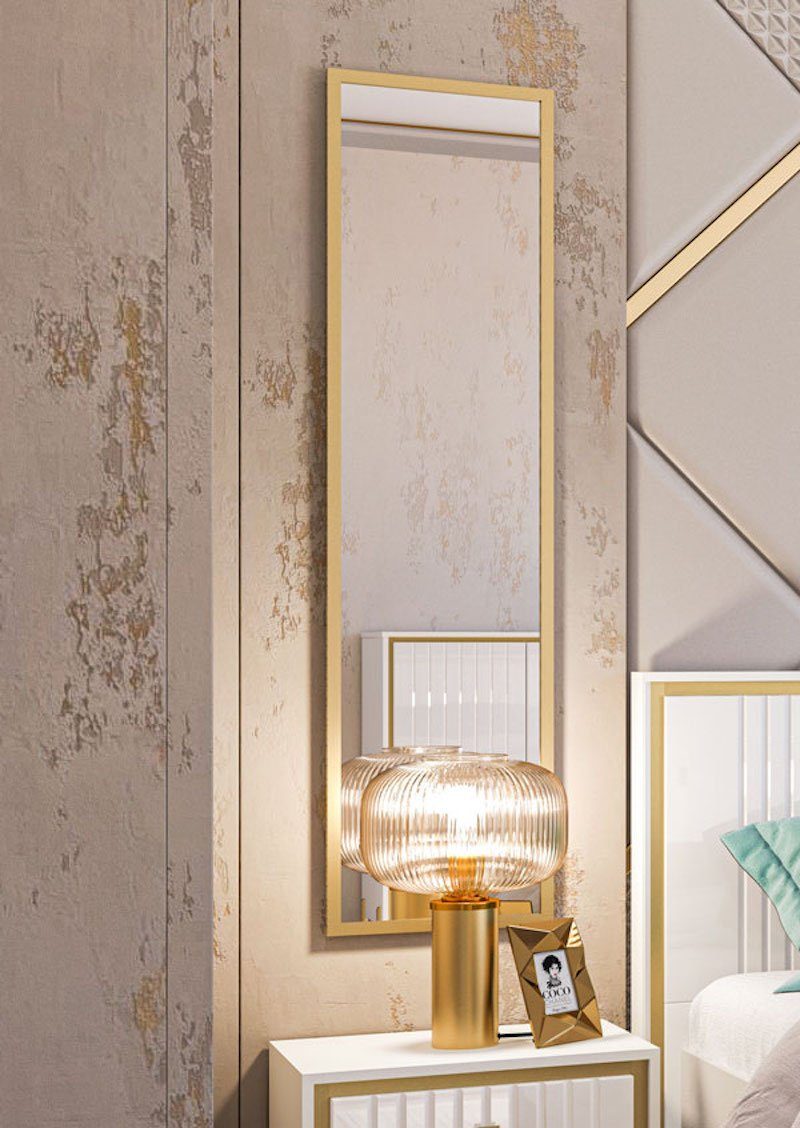 35x2x140cm Brushed Gold Wandspiegel Finish Luxor, Feldmann-Wohnen