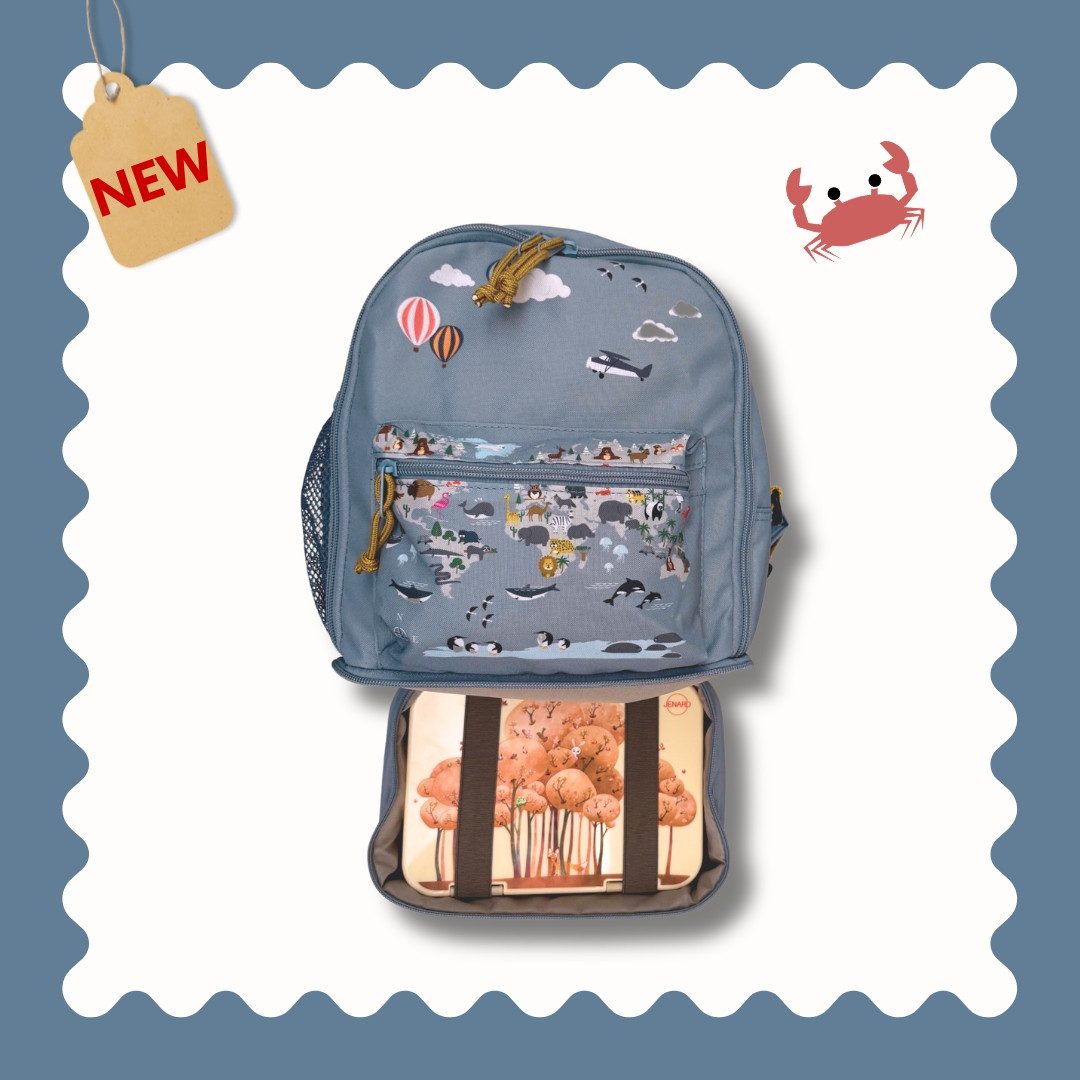 JENARD Kinderrucksack JENARD® Kinder 4er-Set Creme – Rucksack, Trinkflasche, 2 Brotdosen