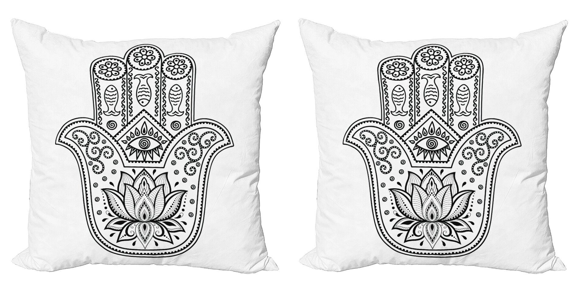 Hamsa Lotus Accent Abakuhaus Fische Oriental Modern und Kissenbezüge Digitaldruck, (2 Doppelseitiger Stück),