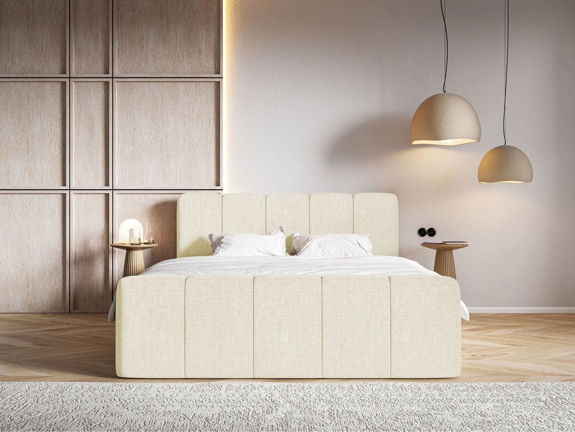 Selsey Boxbett CLOUDY II, Polsterbett mit Bettkasten, Matratze & Topper, Bouclé oder Chenille