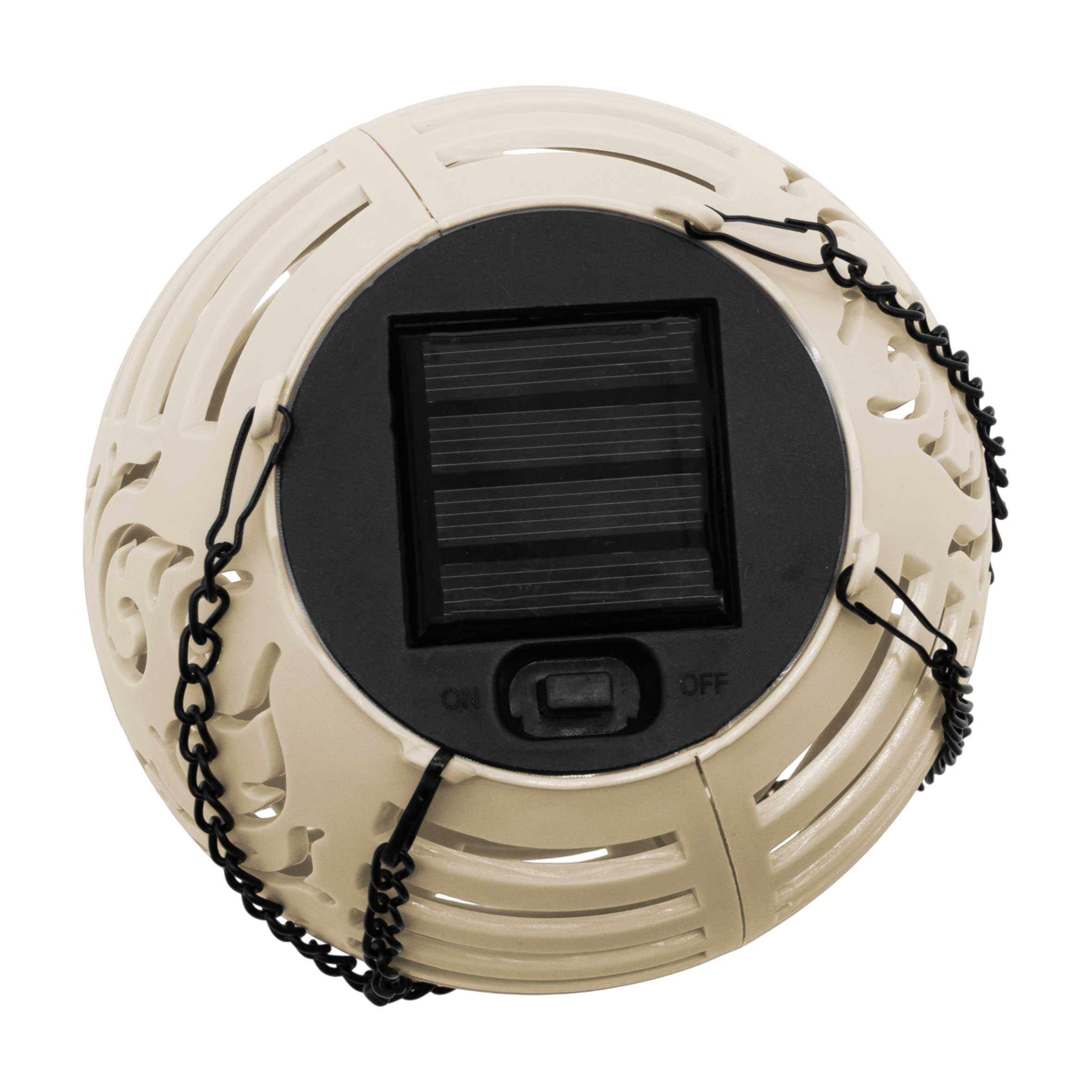 Spetebo LED Dekolicht Solar Heißluftballon beige zum Hängen mit Flammen Effek, Dämmerungssensor, LED fest integriert, orange (feuerfarben), LED Garten Lichtspie – Bild 4 von 5