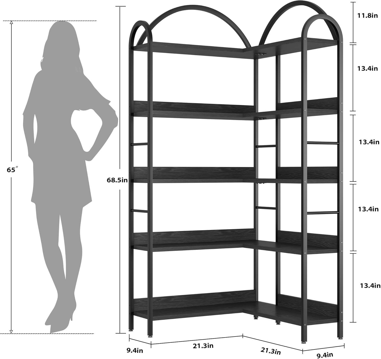 GarveeMore Bücherregal Gewölbtes,Eckbücherregal,L-förmiges Bücherregal,MDF, günstig online kaufen