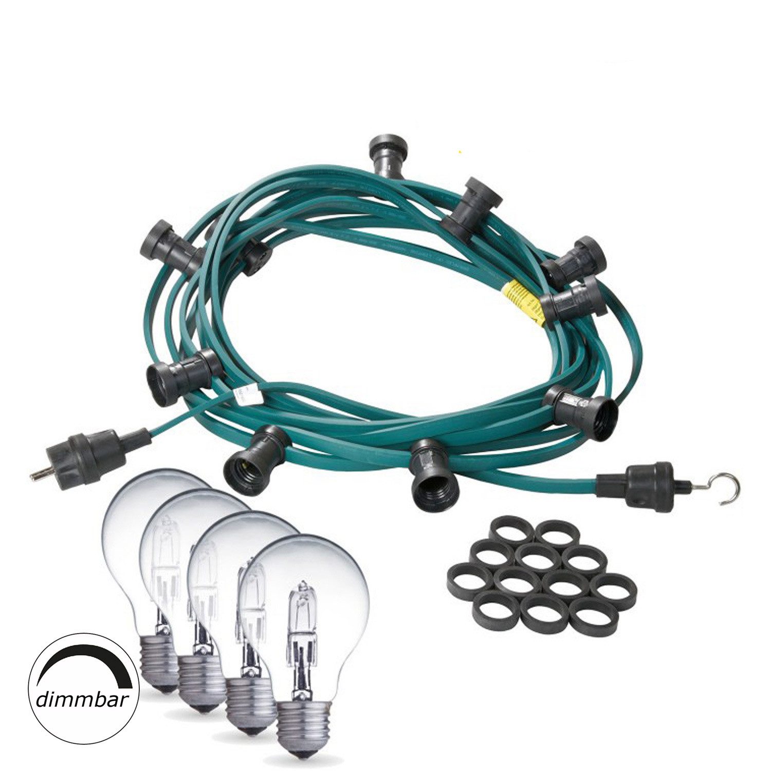 SATISFIRE LED-Lichterkette Illu- Party Garten Außenlichterkette 20m grün 40 Halogenlampen dimmbar, 40-flammig