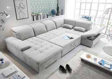 ED EXCITING DESIGN Wohnlandschaft, Wayne Wohnlandschaft 340x240 cm U-Sofa Couch Ecksofa Silber