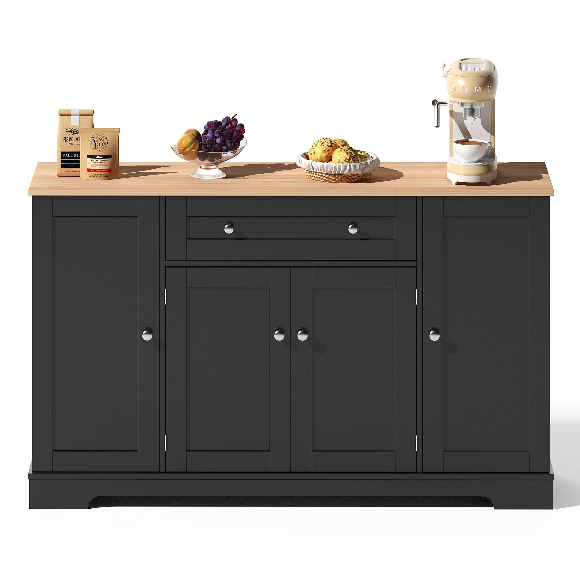 REDOM Sideboard Multifunktionales Küchenbuffet,Kommode (Multifunktionales Küchenbuffet mit Schublade, verstellbaren Einlegeböden & Kippschutz – Modernes Design, 1 St), mit Kippschutz, mit Schublade
