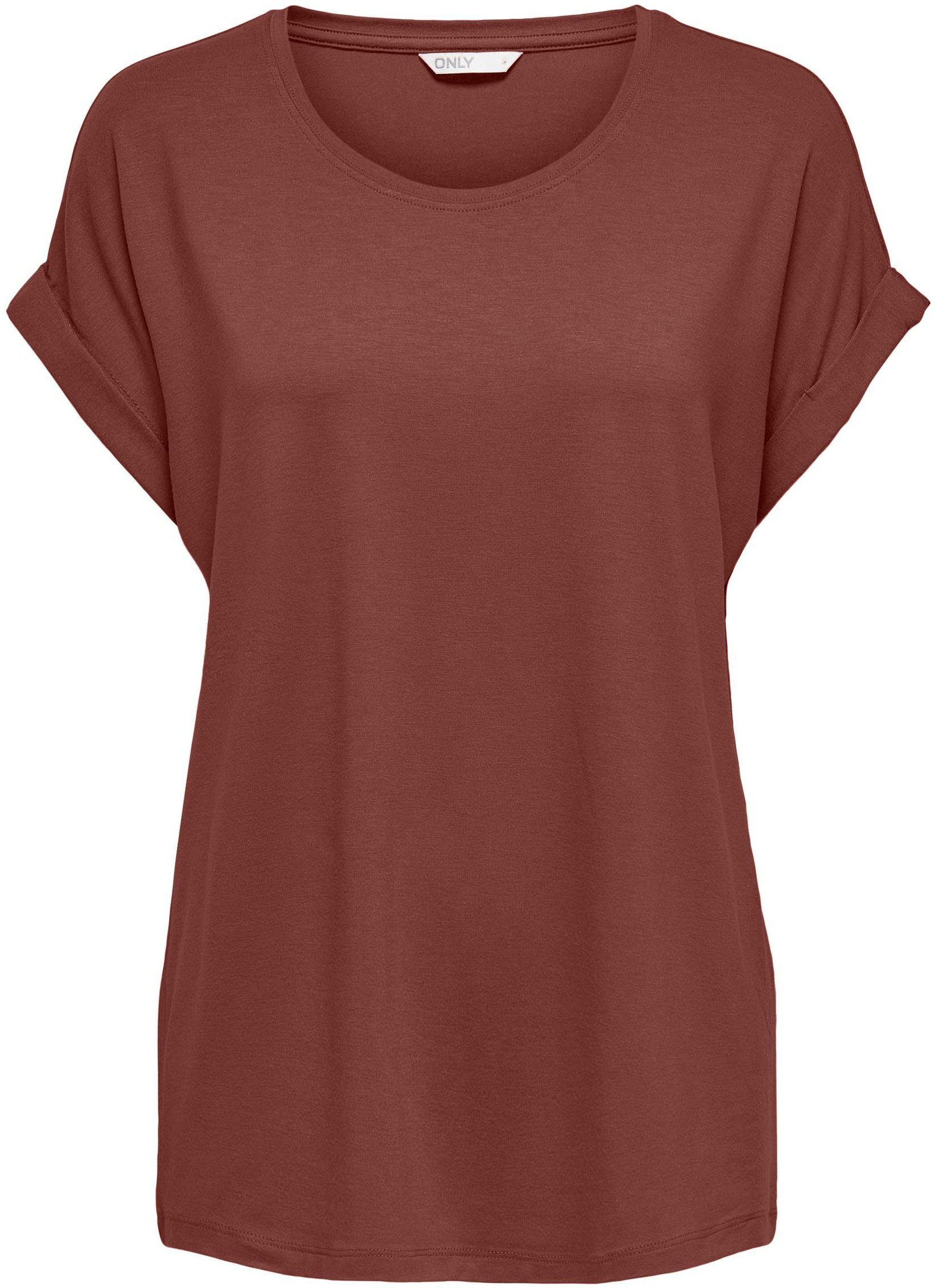 ONLY T-Shirt ONLMOSTER – T-Shirt mit melierter Optik und elastischem Material meliert, casual, lässig geschnitten, Viskosemischung, Rundhals – Bild 4 von 5