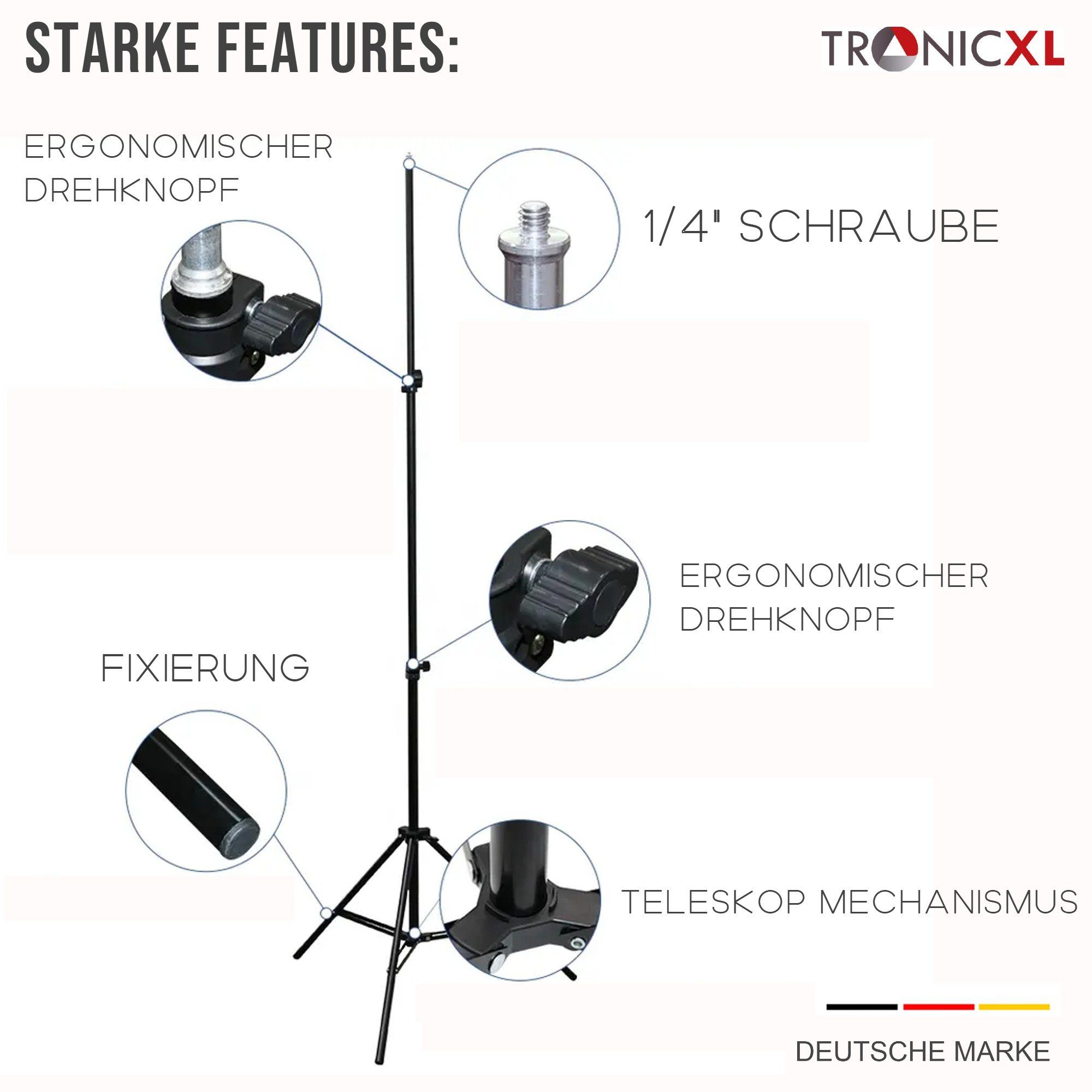 TronicXL 210cm Stativ + Kugelkopf 210cm) Kamera (Höhe Kamerastativ Canon für Nikon DSLR Sony Kamerastativ