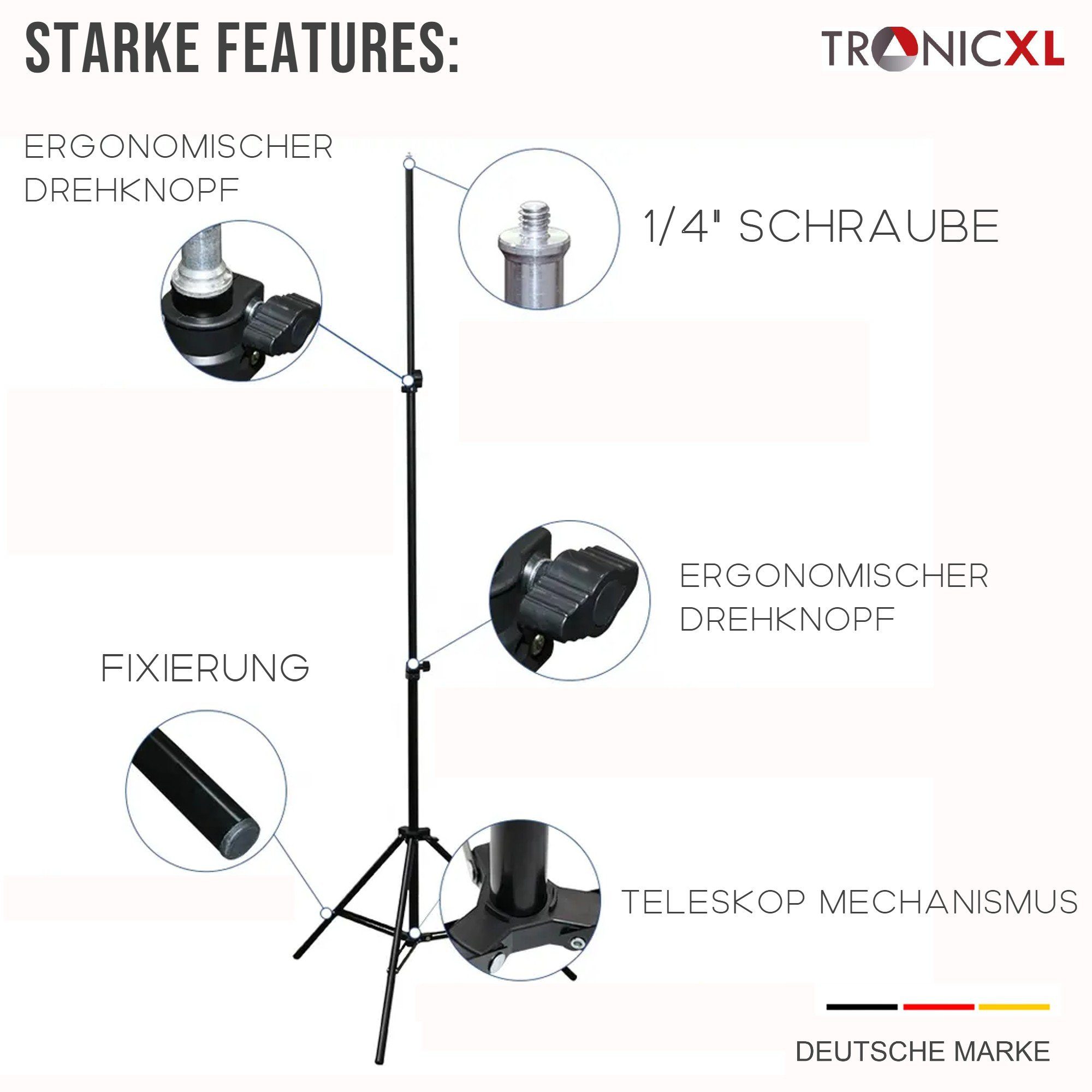 TronicXL Beamer-Standfuß 210cm Stativ Ständer für Mini Beamer Anker Nebula Capsule Halterung – Bild 5 von 5