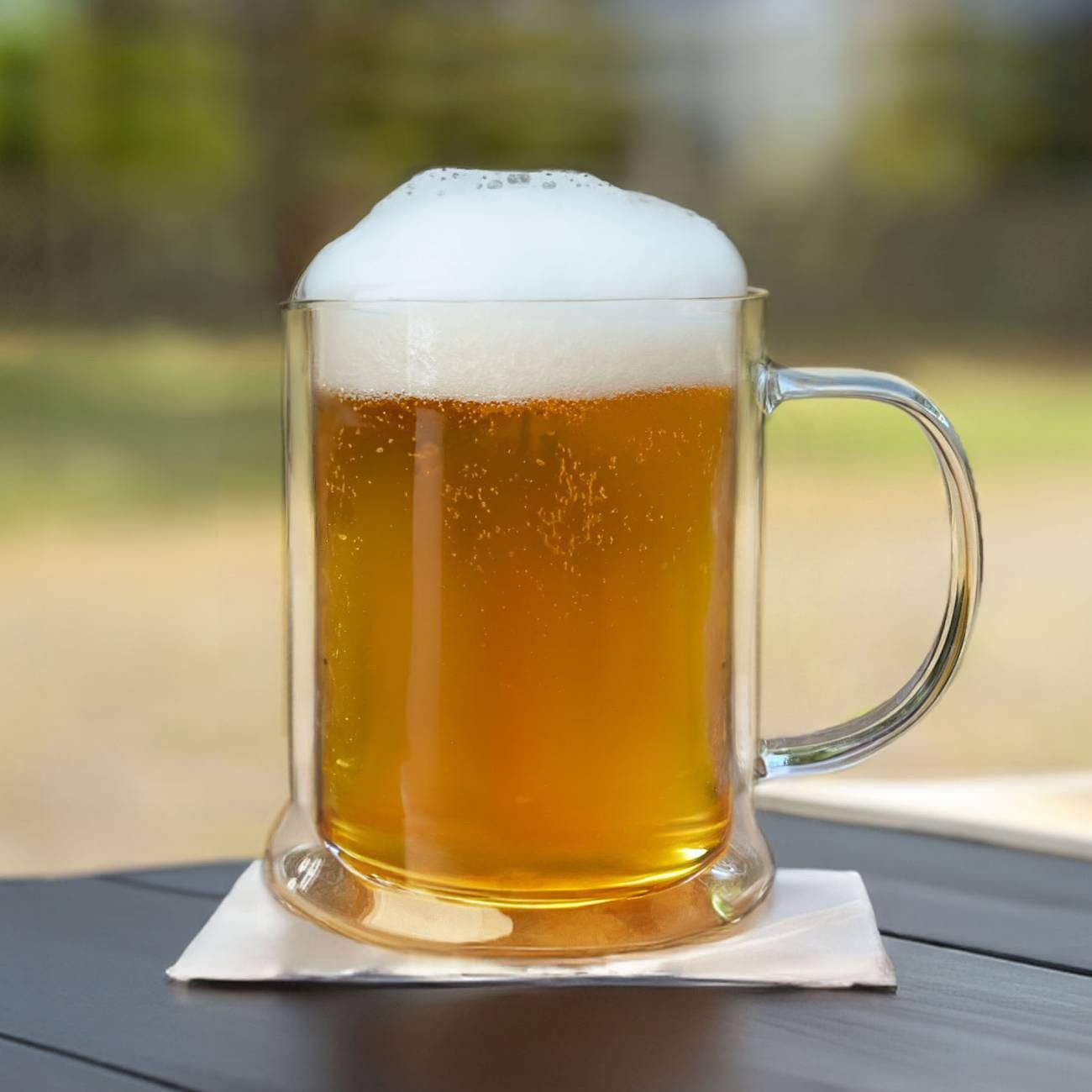 Creano Teeglas Doppelwandiges Bierglas 500ml, Thermoglas Beerglass, Bierkrug, Humpen, Borosilikatglas, ein Bierglas