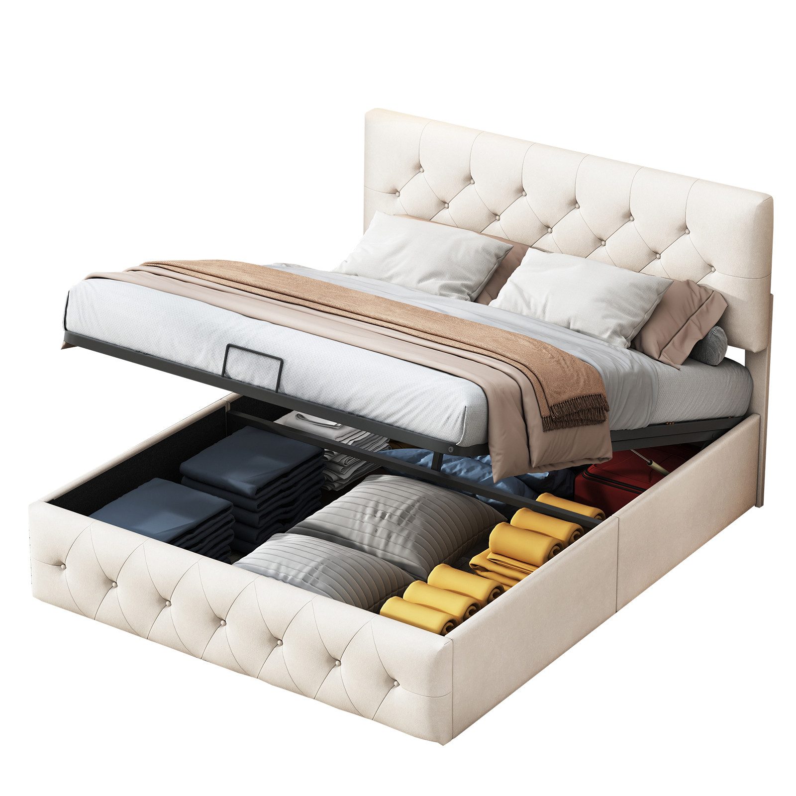 FUROKOY Polsterbett Boxspringbett Hydraulisches Doppelbett, 160x200 günstig online kaufen