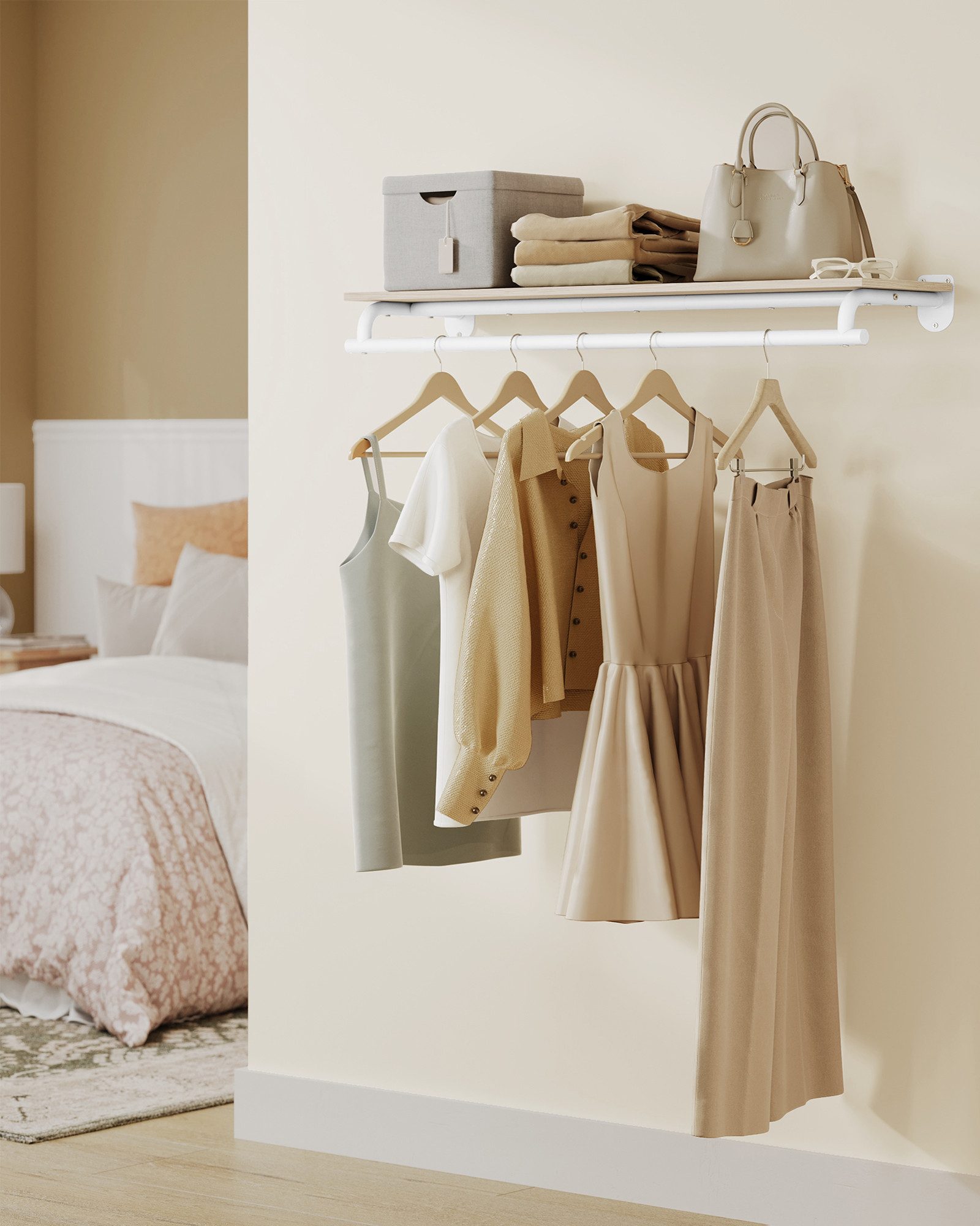 SONGMICS Wandgarderobe, Garderobe, Wandregal mit Kleiderstange, günstig online kaufen