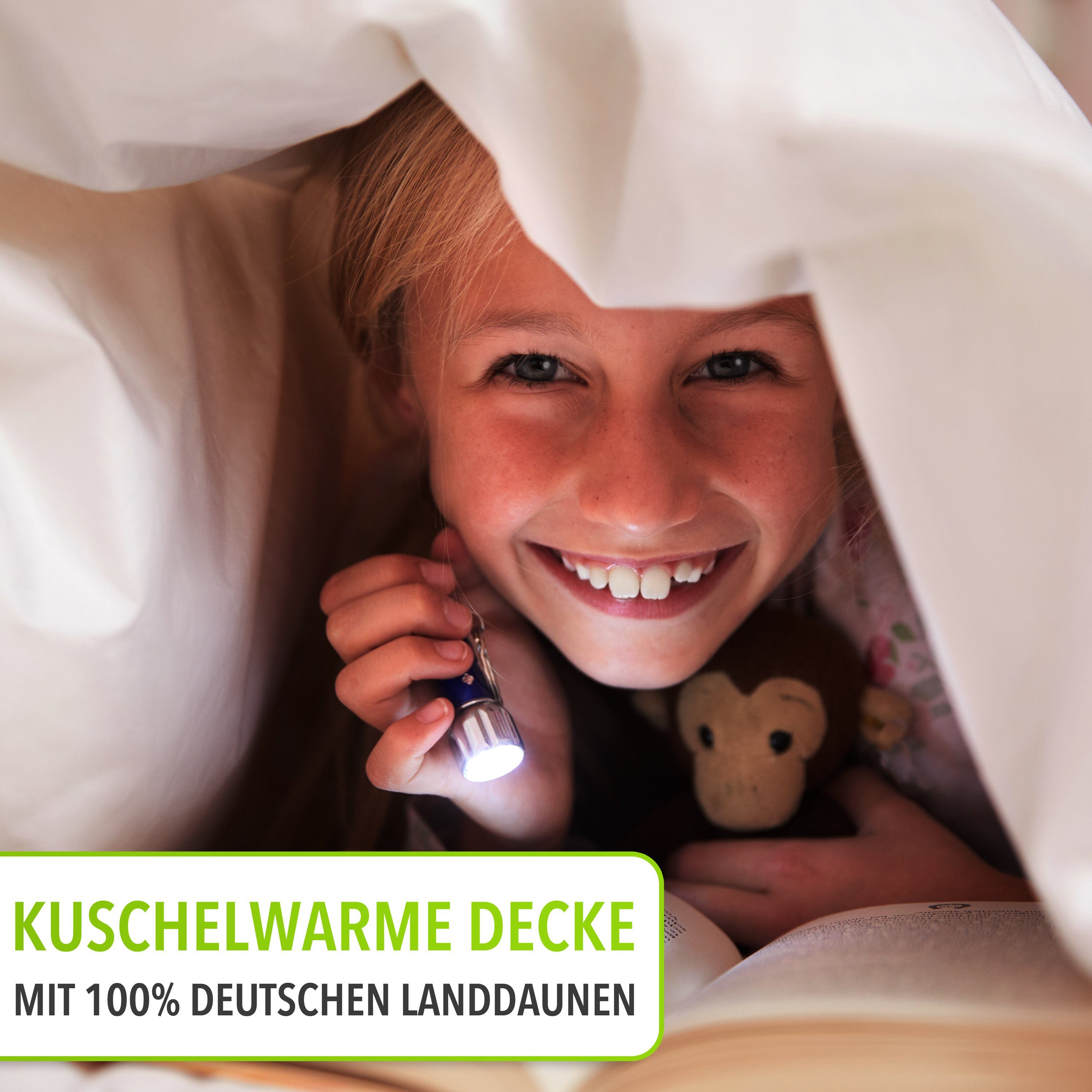 Kinderbettdecke + Kopfkissen, Daunen deutsche für Entendaunen, made 100x135 waschbar bis Germany, in Koru Kissen, Schlafen natürliches Set 60°, Kinderbettdecke Kids, mit Füllung: neue 100% Ihr Kind