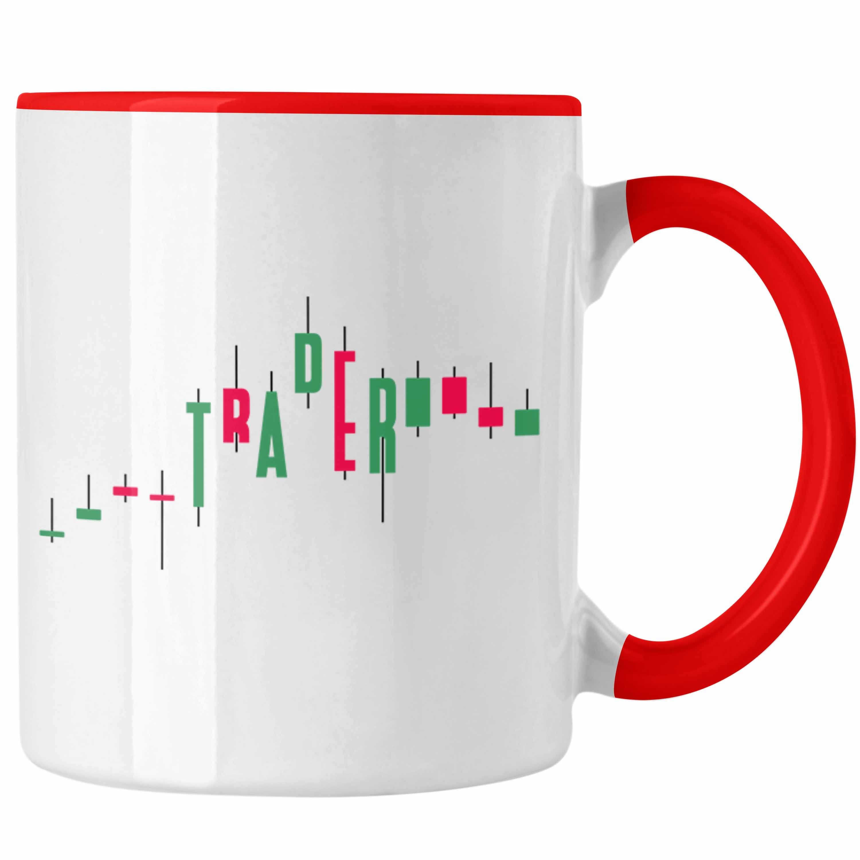 Trendation Tasse Aktien "Trader" Tasse Lustiges Geschenk für Aktien Investment Börse Rot | Teetassen