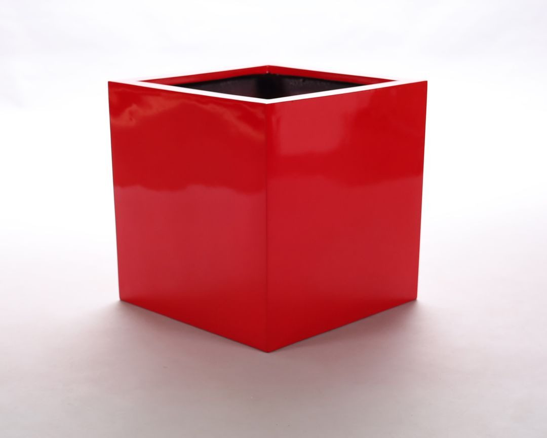 Elegant Einrichten Pflanzkübel Pflanzkübel Fiberglas Quadratisch 30x30x30cm Hochglanz-Rot (1 St)