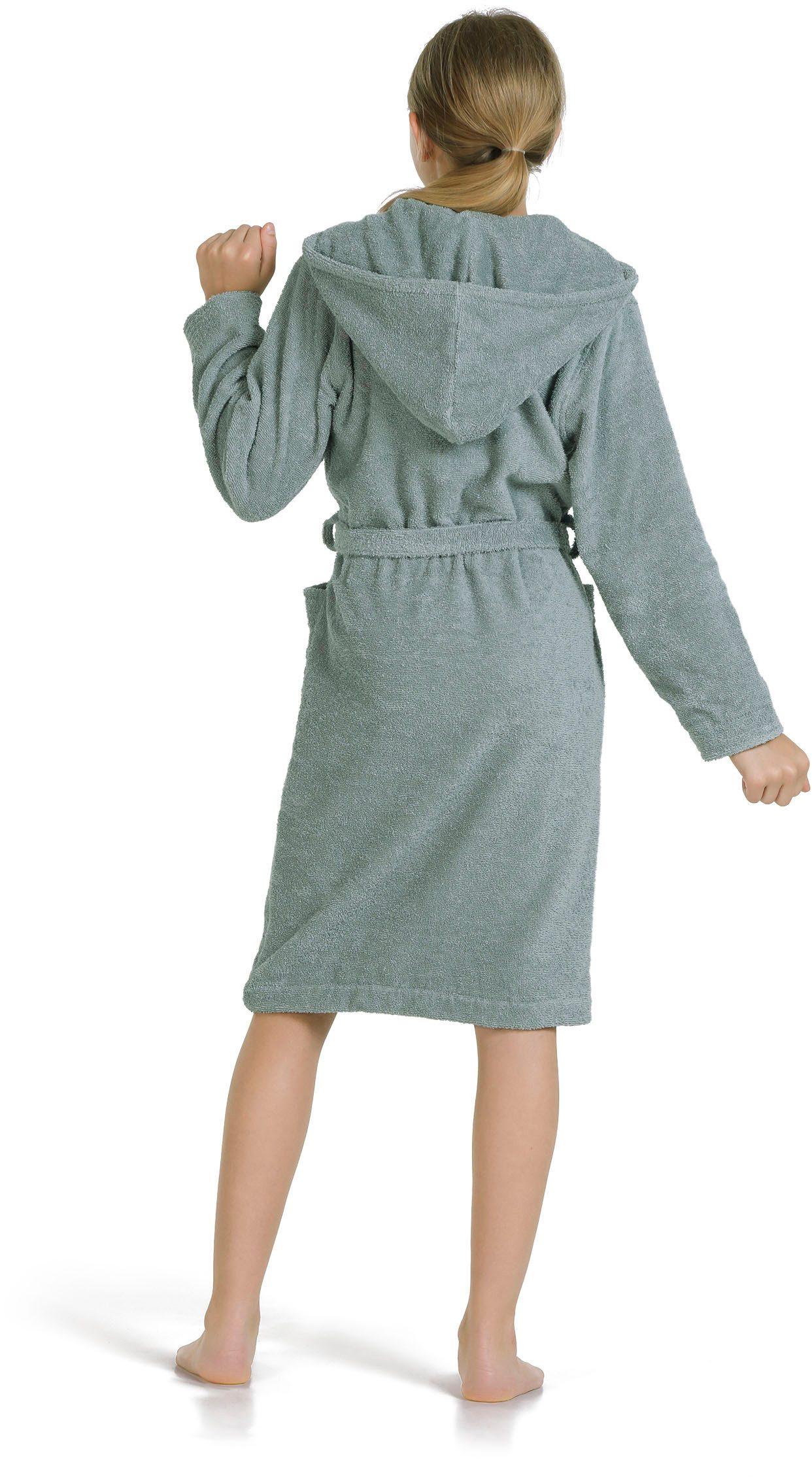 Möve Kinderbademantel Superwuschel, Langform, Kapuze, Gürtel