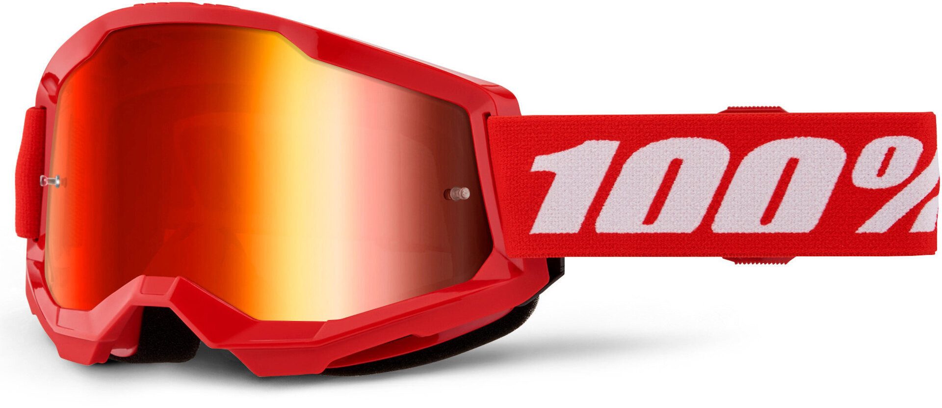 100% Motorradbrille Strata 2 Essential Chrome Motocross Brille, Anti-Beschlag-Beschichtung,Mit Band,Verspiegelt
