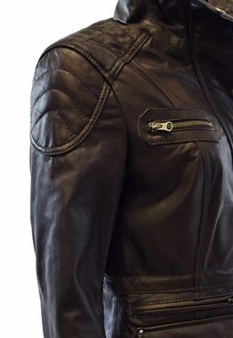 Zimmert Leather Lederjacke Lilli washed Lammnappa, Übergangsjacke, Cognac, Braun, Schwarz