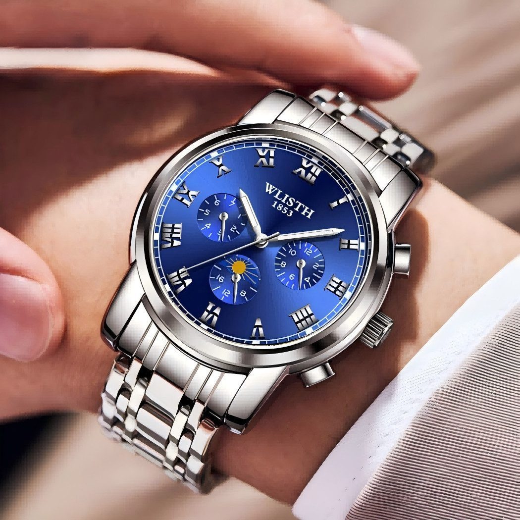 Toomoke Quarzuhr Quarzuhr Armbanduhr Edelstahl Herren Uhr, Multifunktionsuh günstig online kaufen