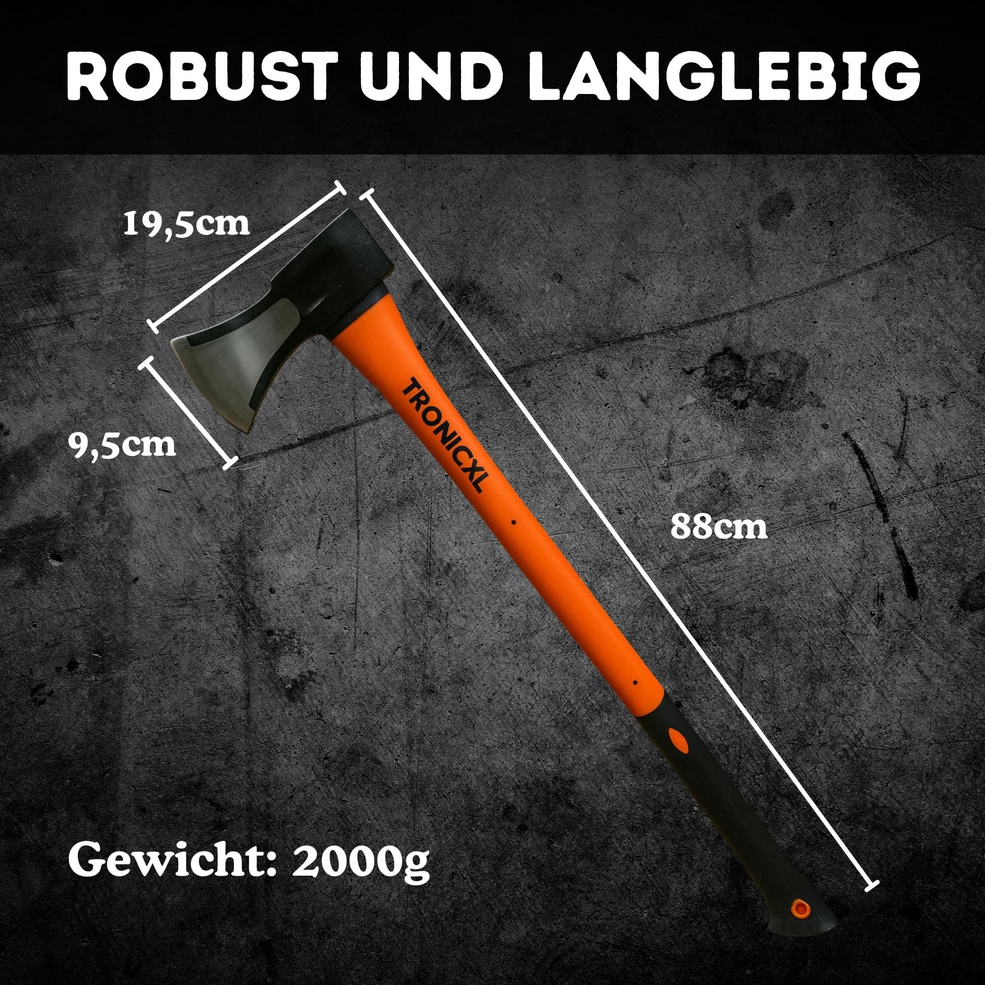 TronicXL Spaltaxt Spaltaxt Set für Holz Forst Axt Beil Keile Spaltbeil Fällaxt Brennholz, 88 cm Länge, (Äxte Set, 5-St., Spaltäxte), Profi Spaltaxt Forstbedarf Camping Outdoor Feuerholz