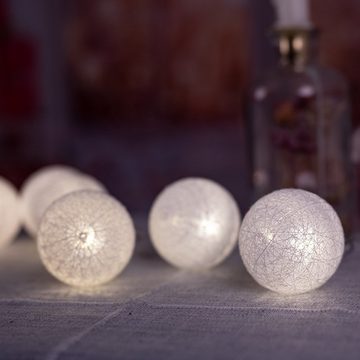 etc-shop Dekolicht, 20er LED Lichterkette Geflecht Kugel Weihnachts Lampen Baumwolle X-MAS