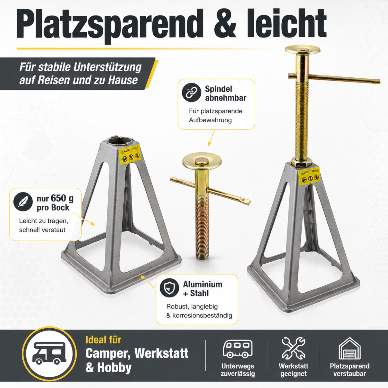 Bituxx Unterstellbock 4er Set Alu Stützböcke 900kg, 900 kg max. Belastbarkeit, (Set, 4-St., MS-17511)