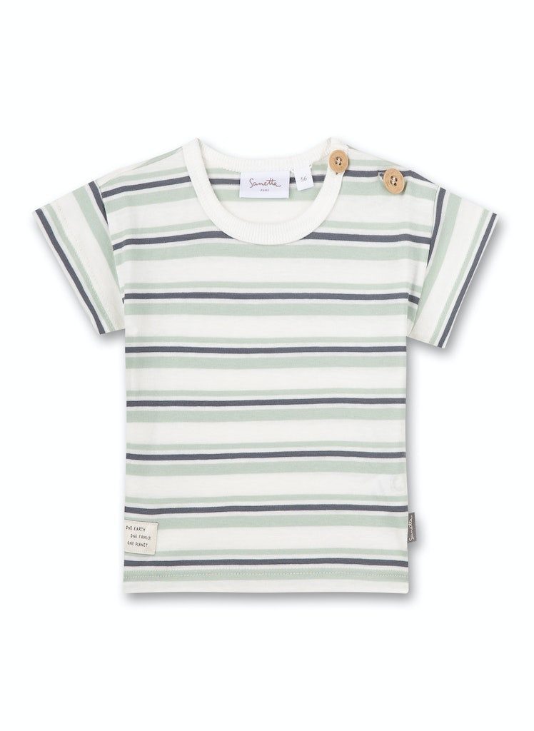 Sanetta PURE T-Shirt Baby Jungen T-Shirt gestreift mit Schulterknöpfen Baumwolle