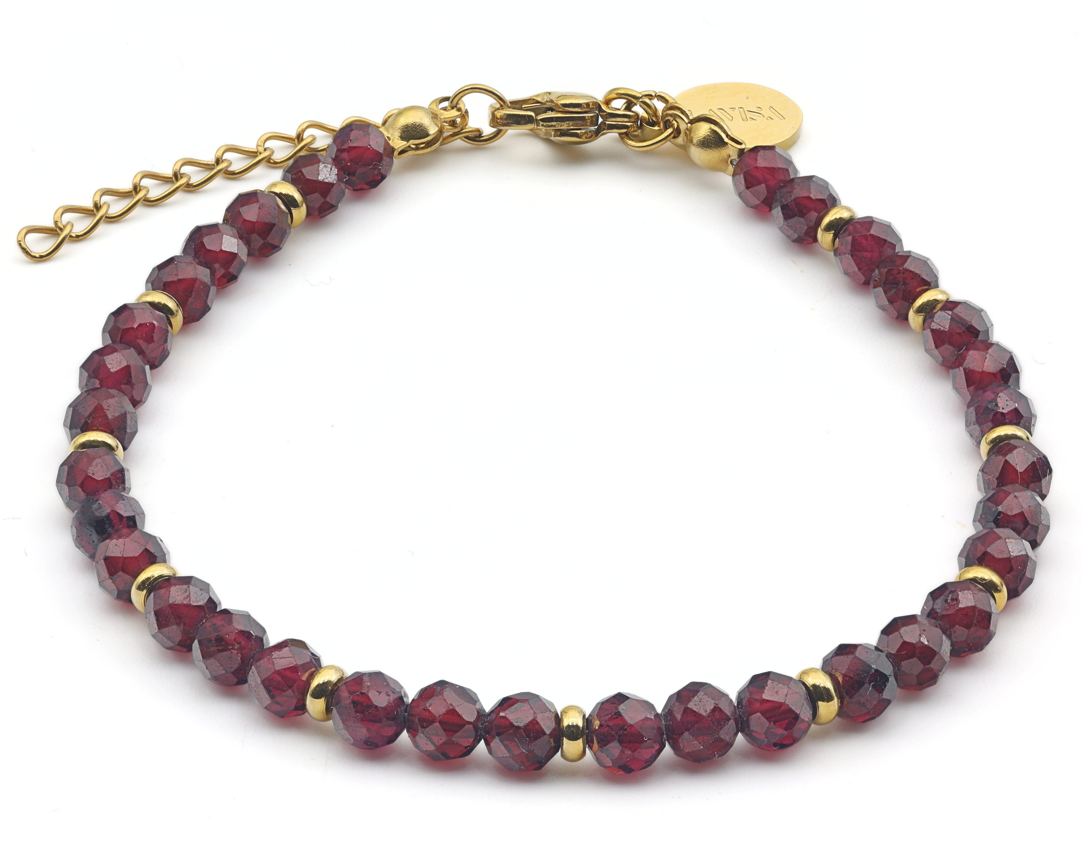 LAVISA Armband Edelstein Armband - 4mm Naturstein Perlen Granat günstig online kaufen