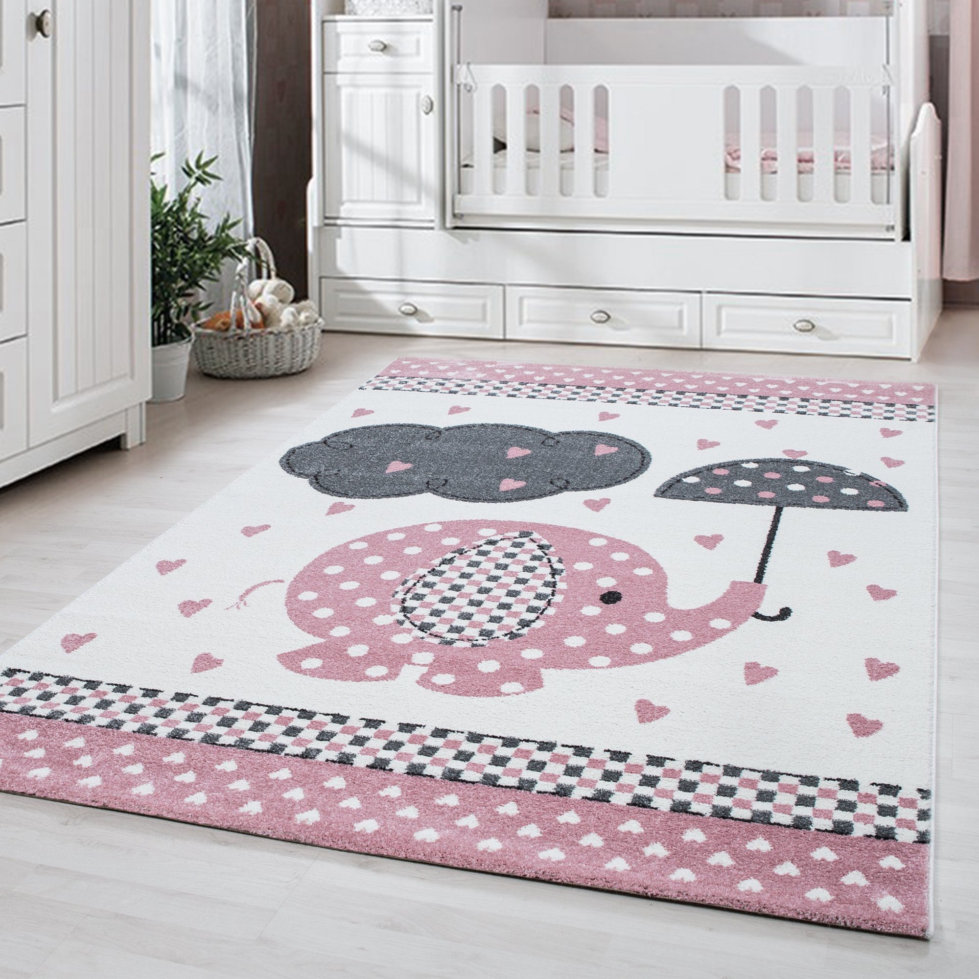Kinderteppich Elefant-Design, Carpetsale24, Rechteckig, Höhe: 11 mm, Kinderteppich Elefant-Design Baby Teppich Kinderzimmer Pflegeleicht