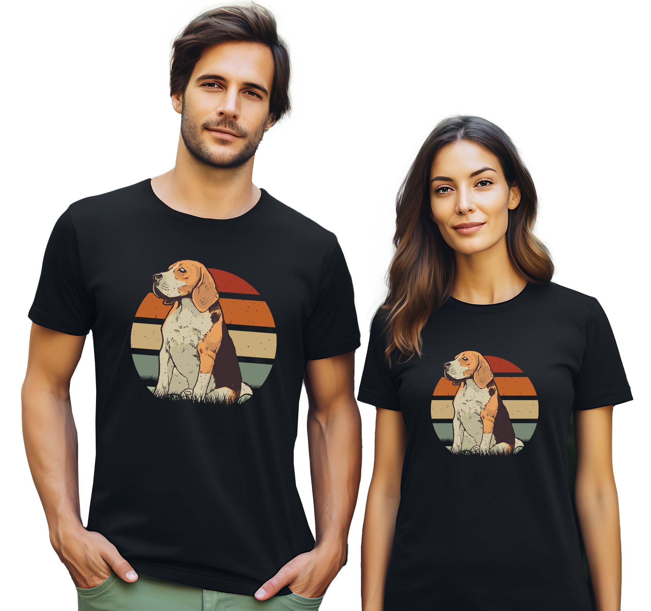 MyDesign24 T-Shirt Hunde print Shirt Beagle Hunde T-Shirt schwarz kurzarm Regular Fit i217