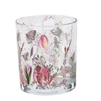formano Teelichthalter Blumenwiese, Mehrfarbig H:10cm D:9cm Glas