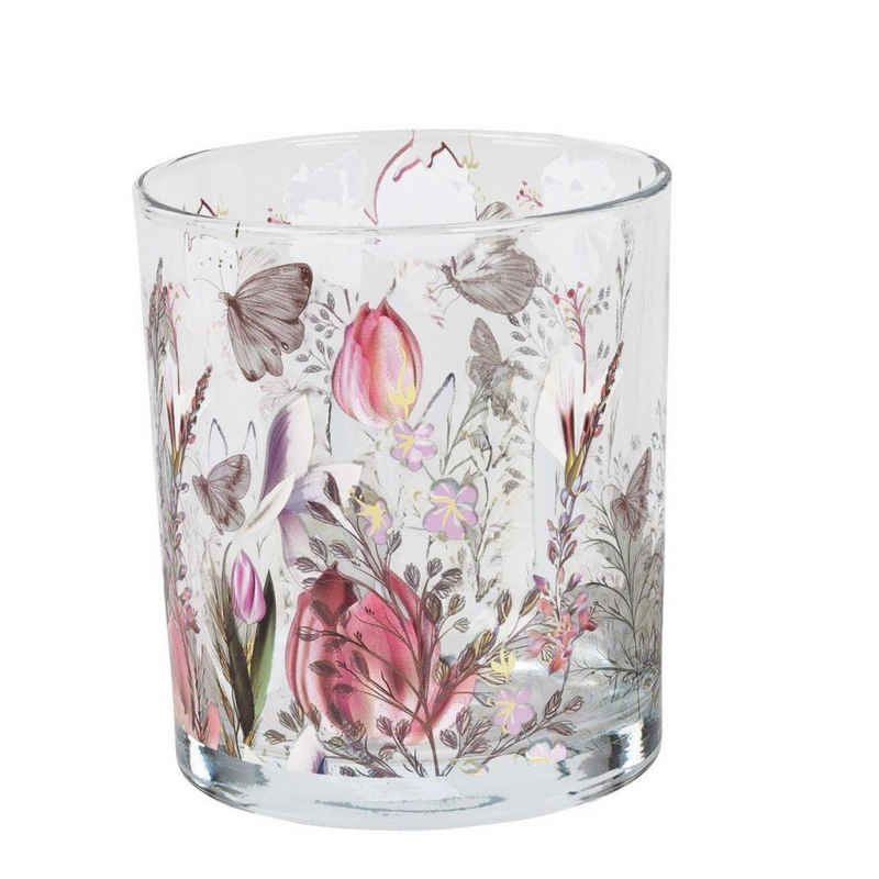 formano Teelichthalter Blumenwiese, Mehrfarbig H:10cm D:9cm Glas