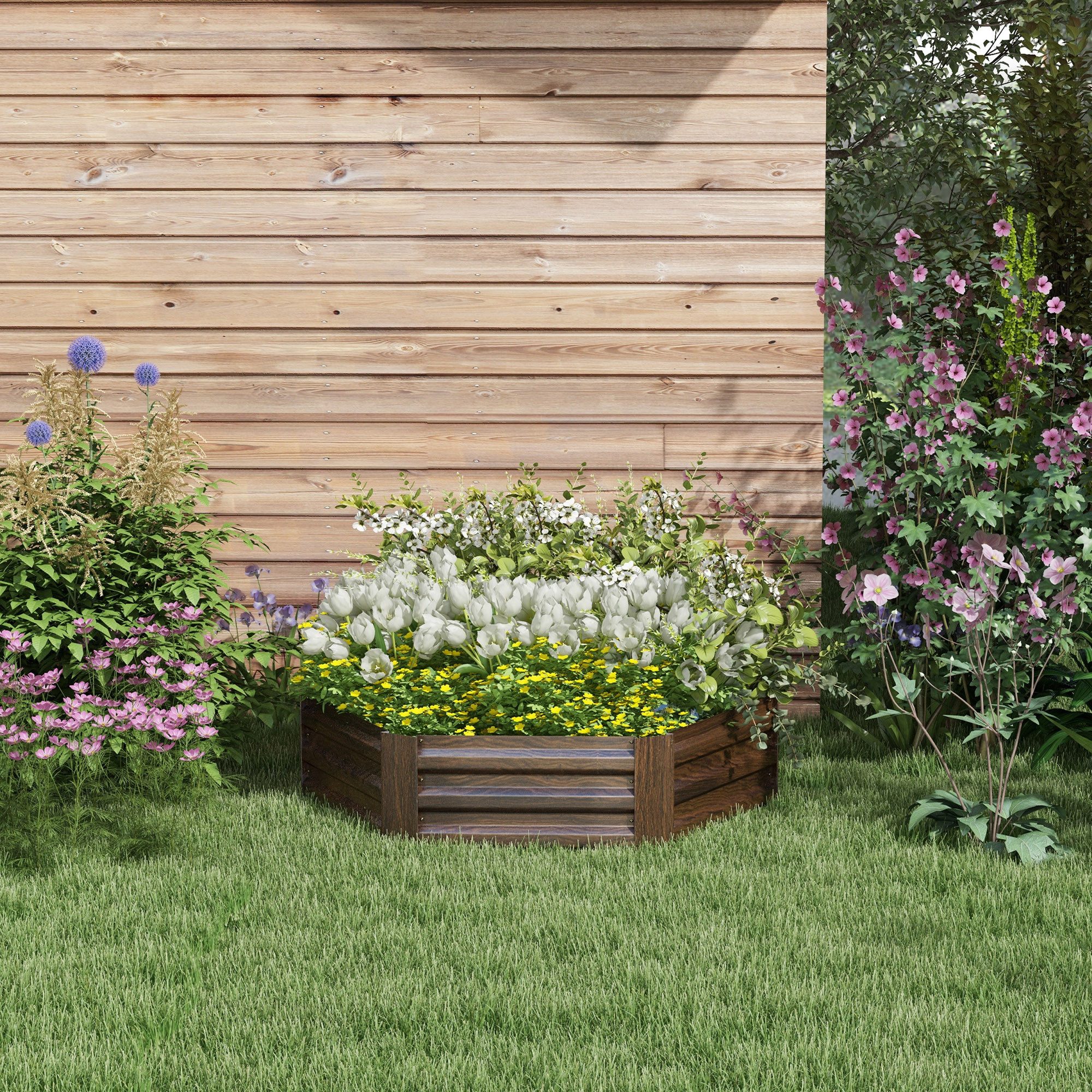 Outsunny Hochbeet sechseckiger Blumenkasten mit offenem günstig online kaufen