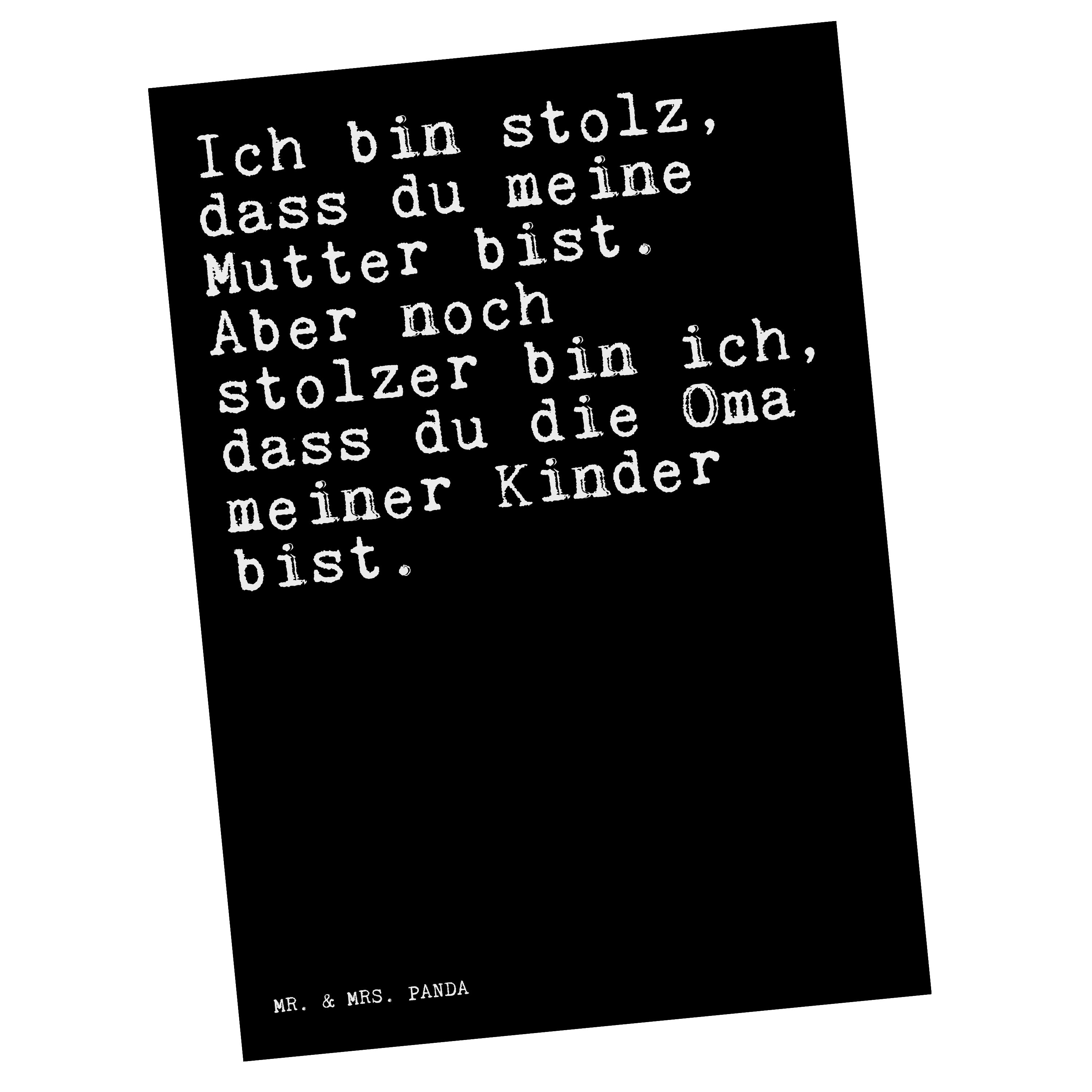 Mr. & Mrs. Panda Postkarte »Ich bin stolz, dass... Schwarz Geschenk