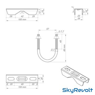 SkyRevolt Dachsparrenhalter Set 1m Mast 60mm Blei-Ziegel Manschette Mastkappe SAT-Halterung