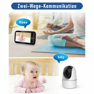 walkbee Video-Babyphone Babyphone mit Kamera, 355°/120° Babyphone, Überwachungskamera, 5 Zoll 480P IPS-Display, Babyphone Kamera mit VOX/ECO-Modus, 1-tlg., 2.4 GHz Gegensprechfunktion, Nachtsicht, Schlaflieder, Bis zu 300M,2-Wege-Audio, kein WiFi