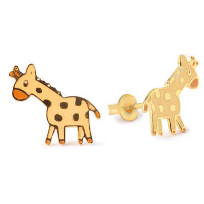 Monkimau Paar Ohrstecker Giraffe Ohrringe vergoldet Damen Ohrstecker (Packung)