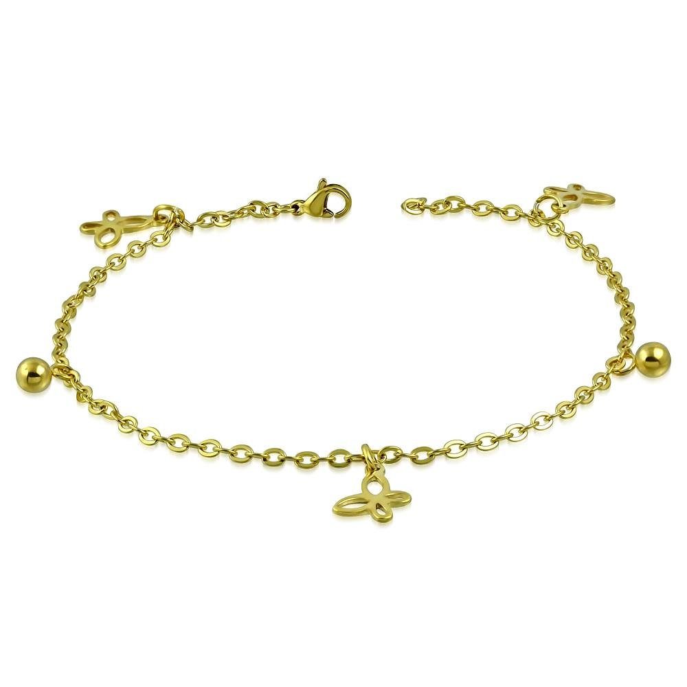 BUNGSA Ketten-Set Bettelarmband Schmetterling Gold aus Edelstahl Damen (1 Armband, 1-tlg), Bracelet Armschmuck