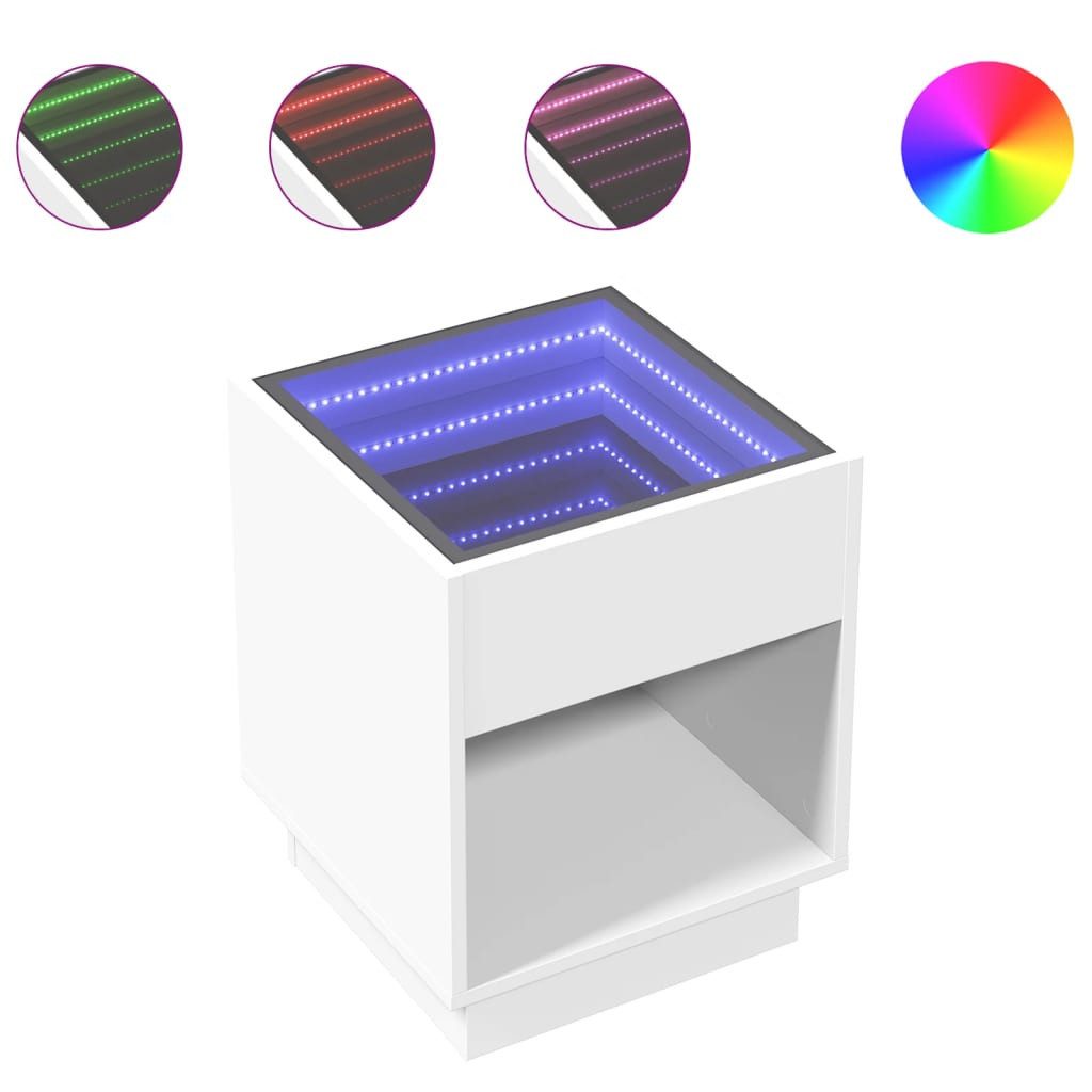 vidaXL Couchtisch Couchtisch mit Infinity-LED Weiß 40x40x50 cm (1-St) günstig online kaufen