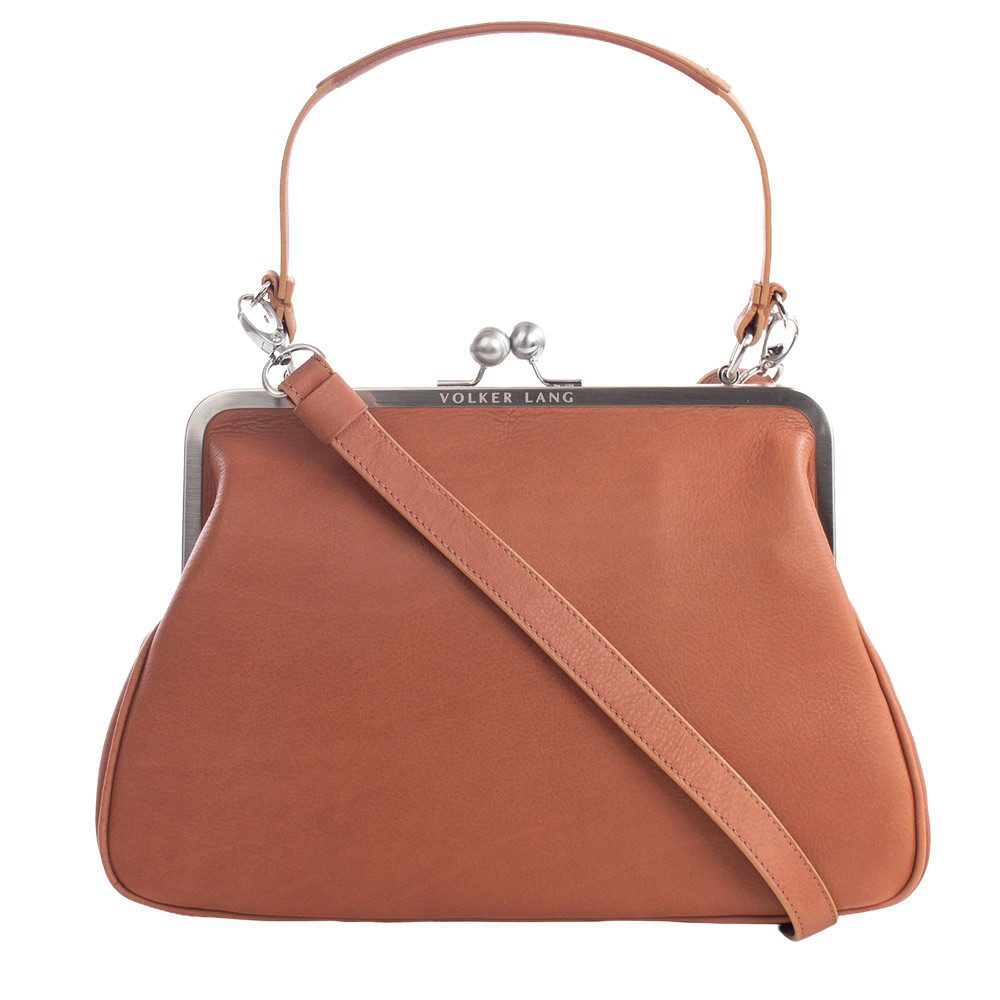 VOLKER LANG Schultertasche ROMY  Elegante Damen Bügeltasche aus italienischem Leder