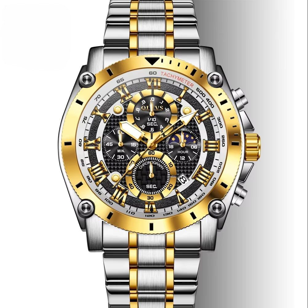 OLEVS Quarzuhr Herrenuhr Olevs Modischer Chronograph mit Tag-Nacht Anzeige