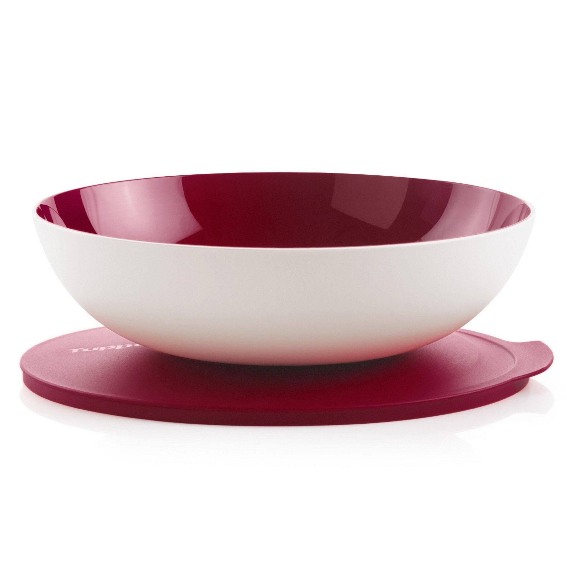TUPPERWARE Servierschüssel Tupperware Allegra Schale 3,5 Liter in bordeaux rot/weiß