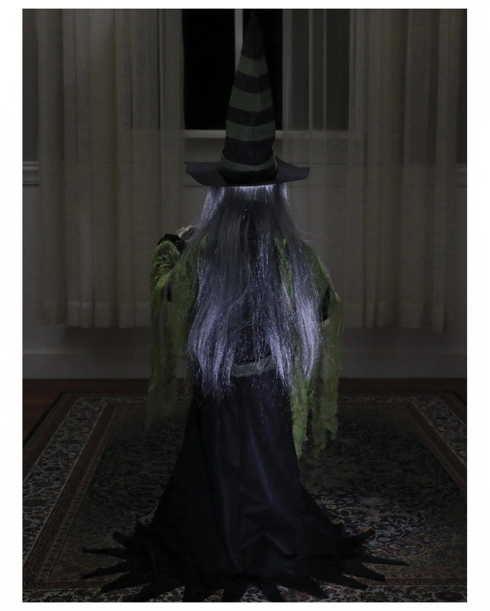 Horror-Shop Dekofigur Wahrsagende Hexe mit Animatro Hexenkugel Halloween