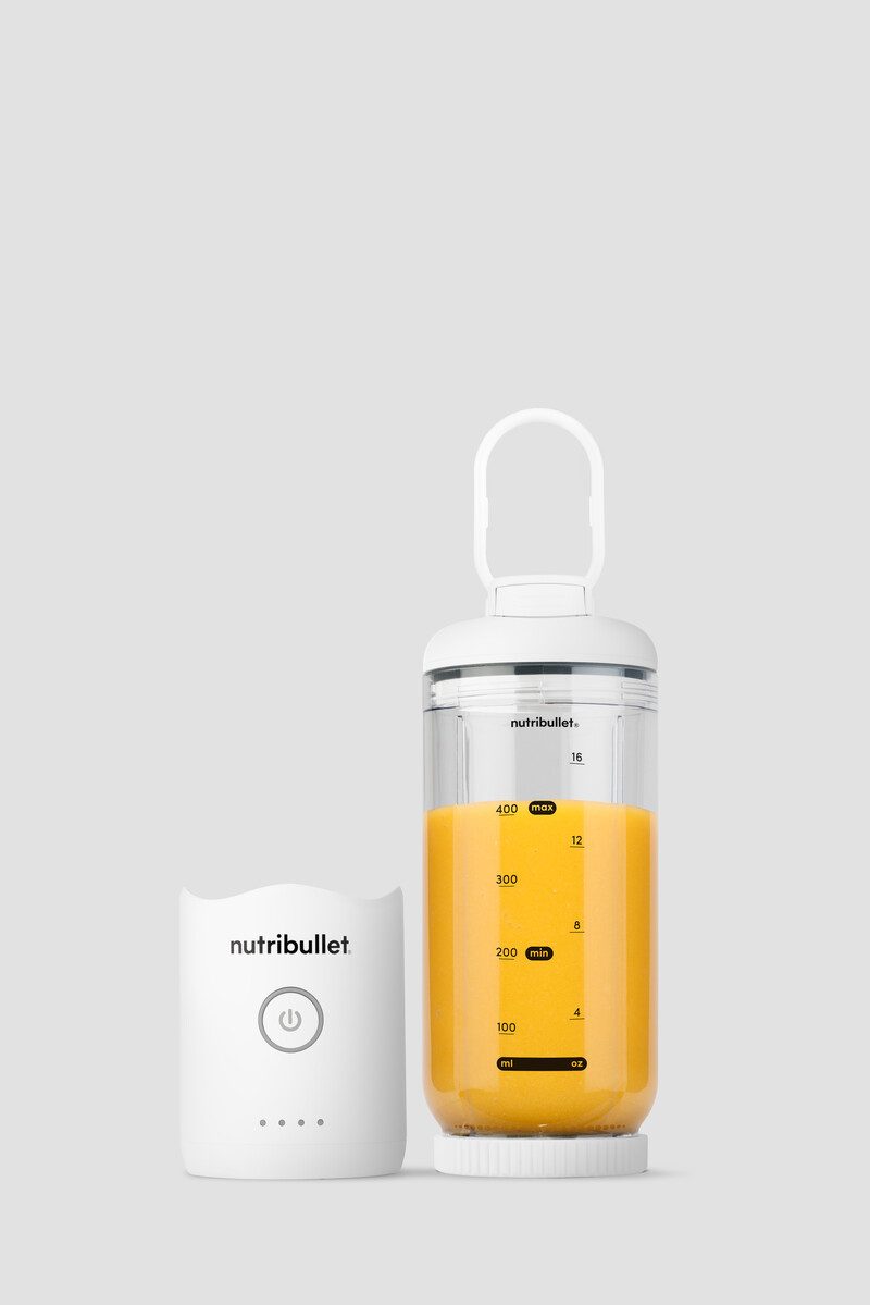 nutribullet Smoothie-Maker Flex NBP013W - zerkleinert Eis & gefrorene Früchte, Weiß, 590ml, BPA-frei mit Trinkdeckel, USB-C & Trageschlaufe, 15+ Mixzyklen