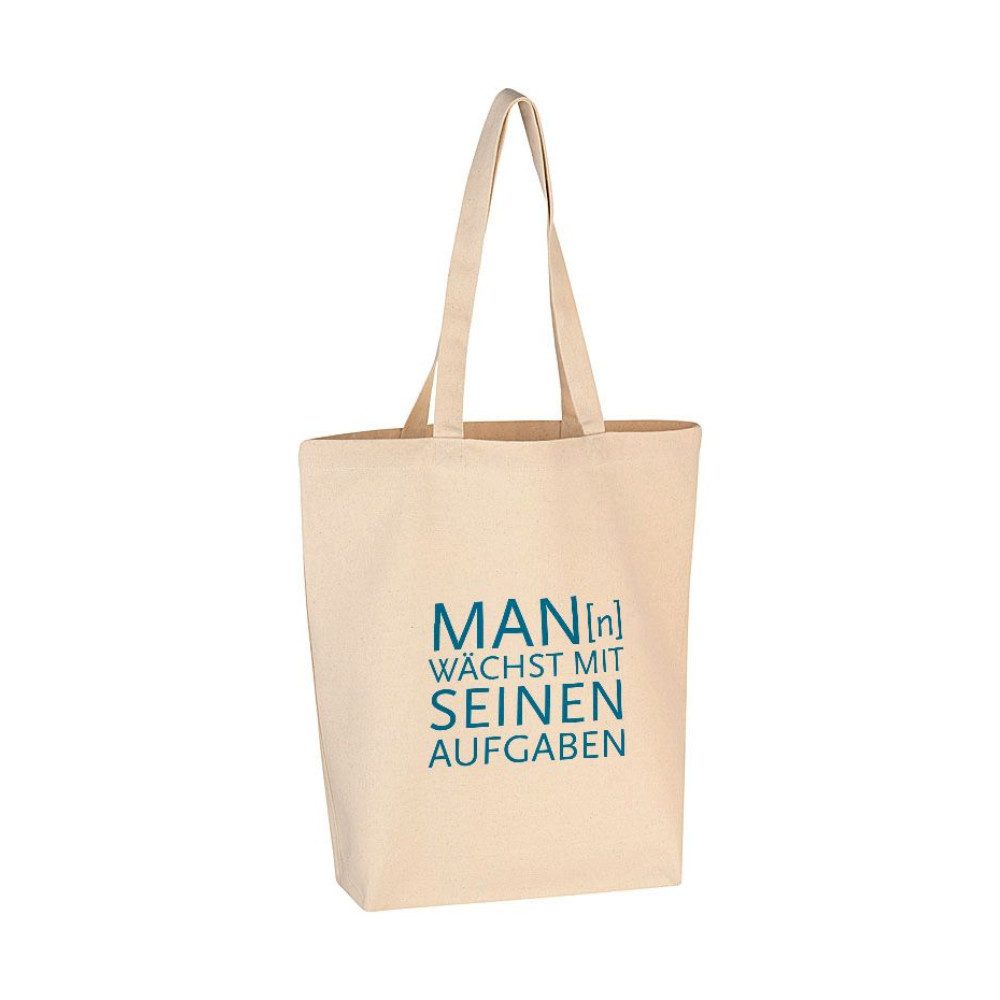 17;30 Hamburg Einkaufsbeutel Tasche aus Bio-Baumwolle - Man(n) Wächst Mit Seinen Aufgaben, türkise Aufschrift