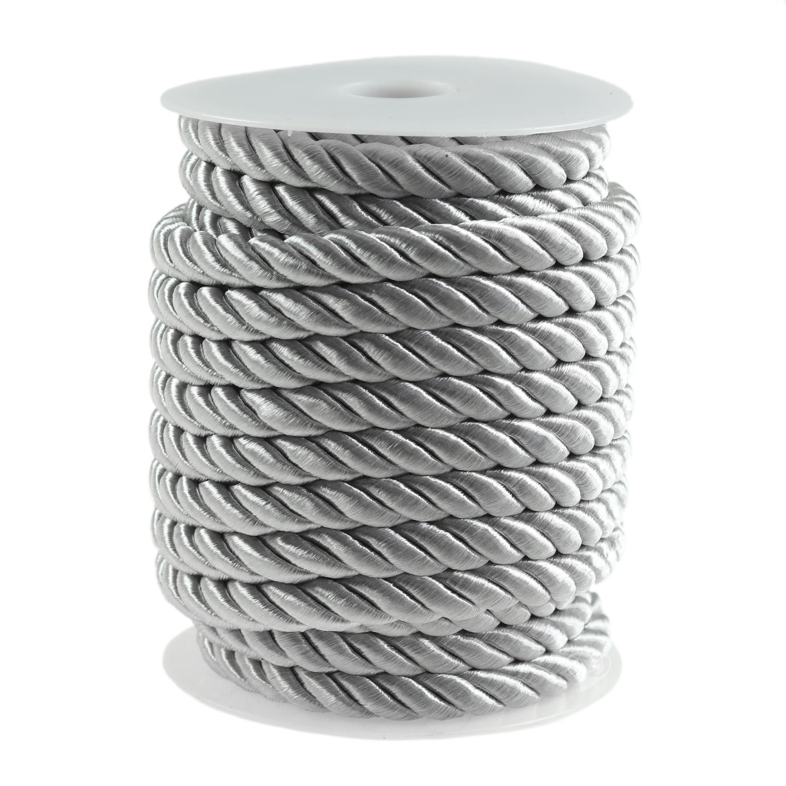 maDDma Seil 10m Kordelschnur glänzend gedreht ca. 8-10 mm, silber