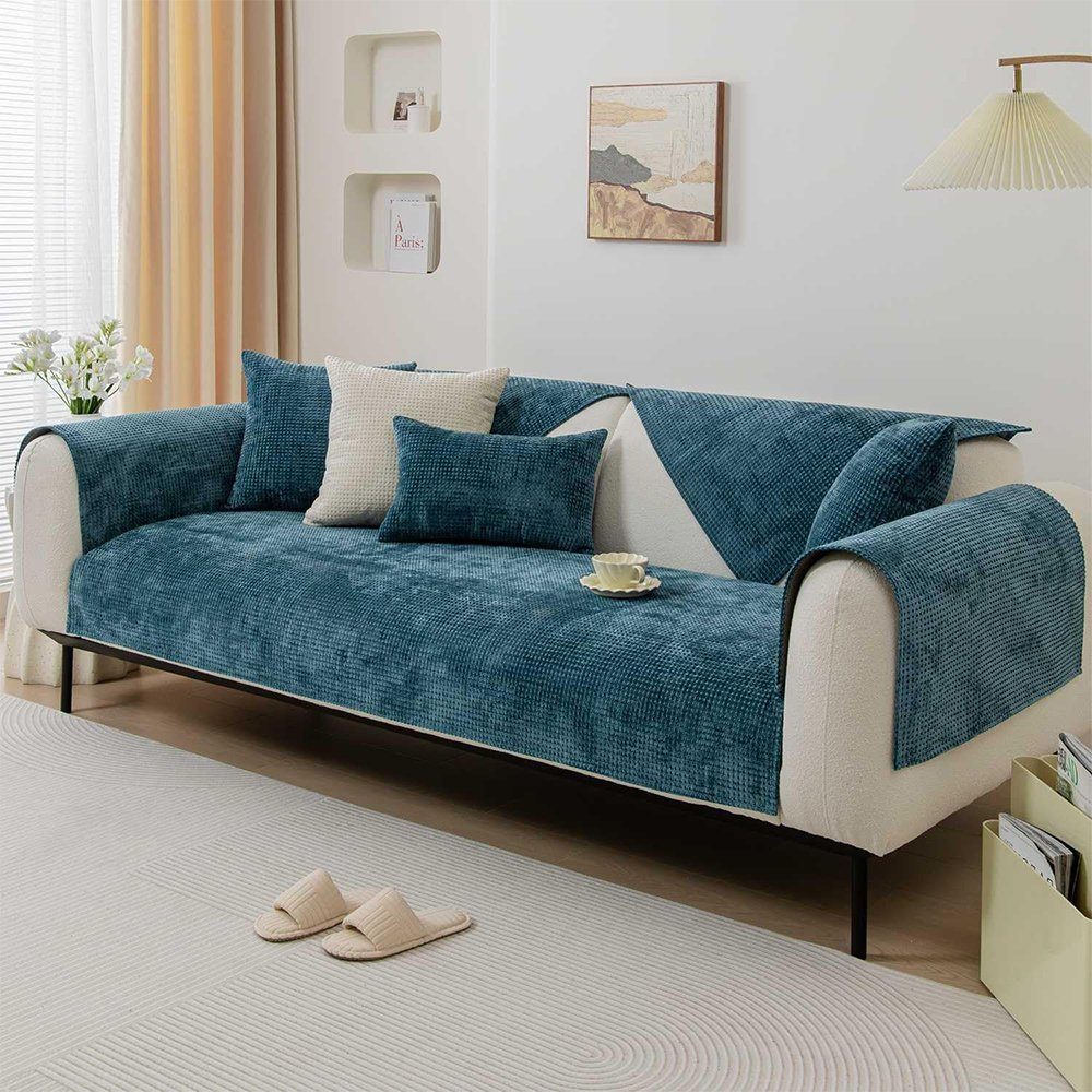 NUODWELL Sofabezug Chenille-Sofabezug für 1/2/3/4 Sitze/L-förmiger Universal-Sofabezug