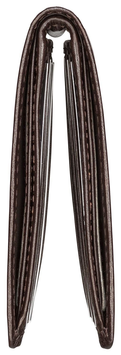 Red Baron Geldbörse Geldbeutel Leder Braun RB-WT-008-04, Kreditkartenfächer, Steckfächer, Geldklammer, schlicht