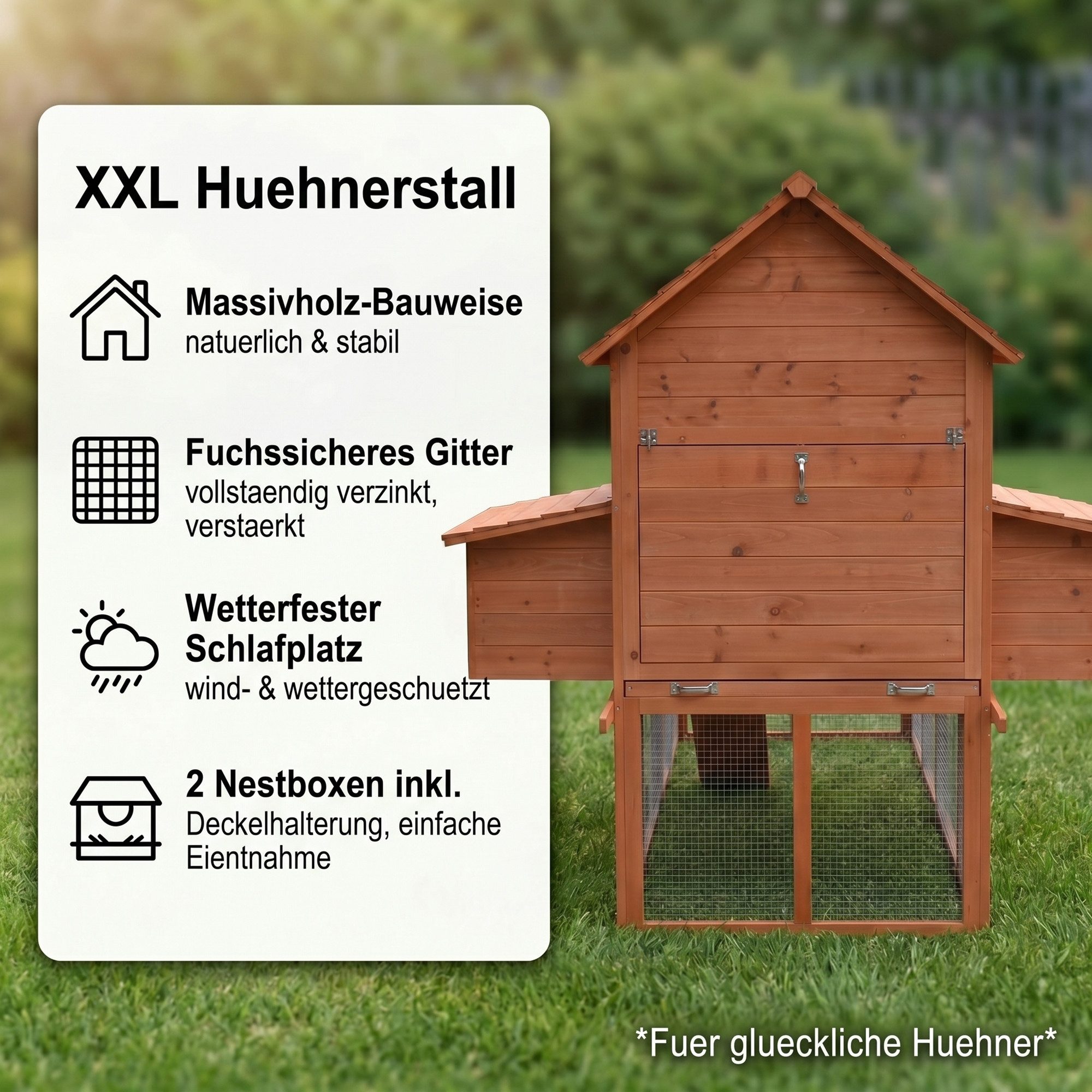 Mucola Hühnerstall Hühnerstall Stall Geflügelstall Hasenstall Kaninchenkäfig Käfig, 2 Nestboxen