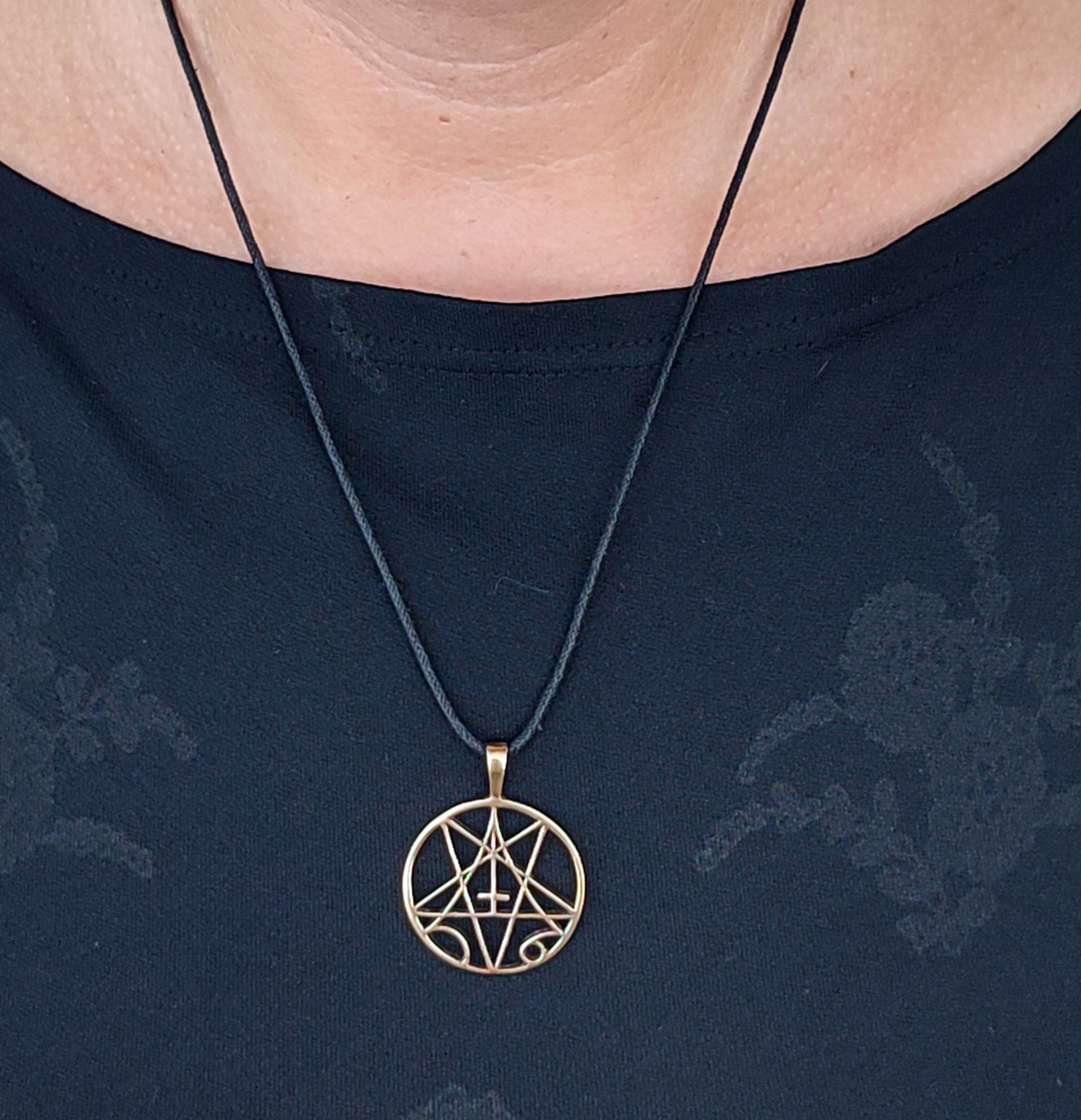 Kiss of Leather Kettenanhänger Pentagramm umgedrehtes Kreuz Satan Luzifer Bronze Anhänger
