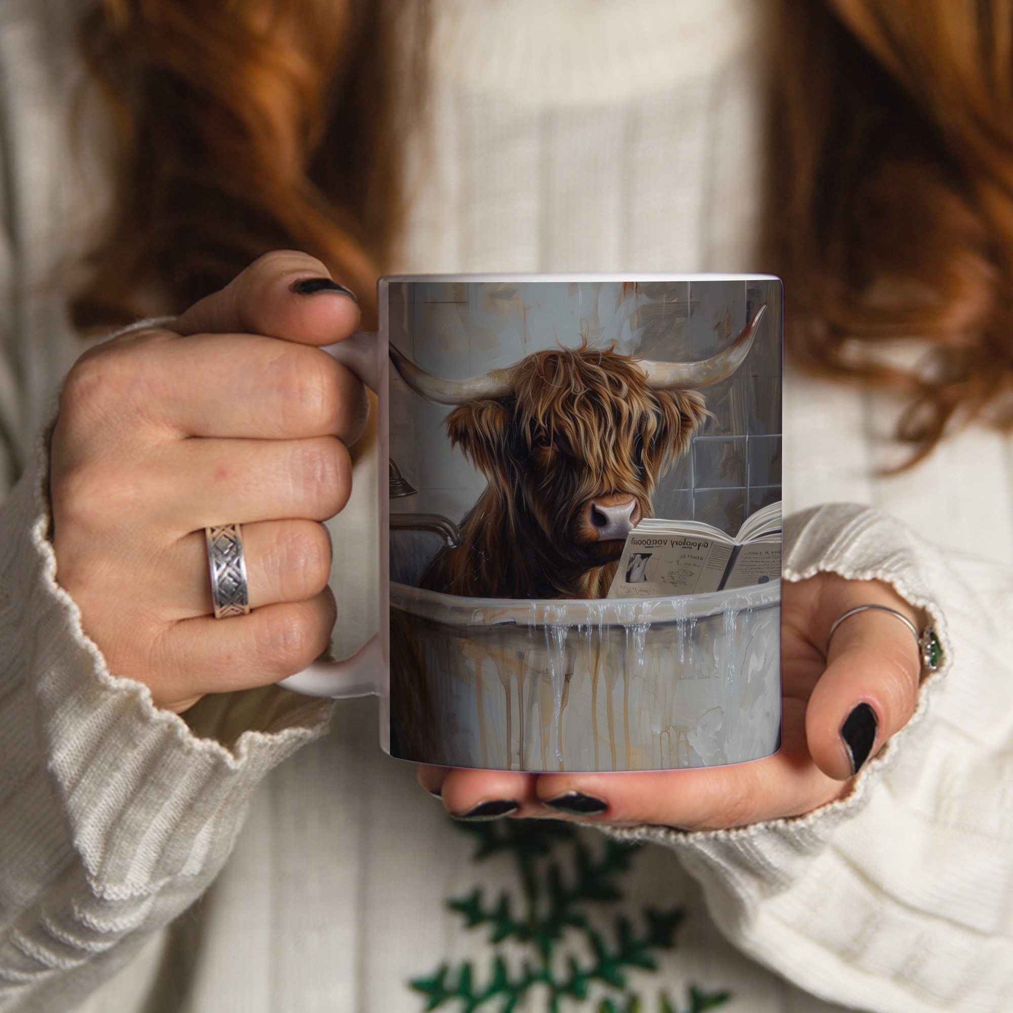 Hustling Sharks Tasse Hustling Sharks® Tasse mit Motiv - Stier in Badewanne, 330 ml
